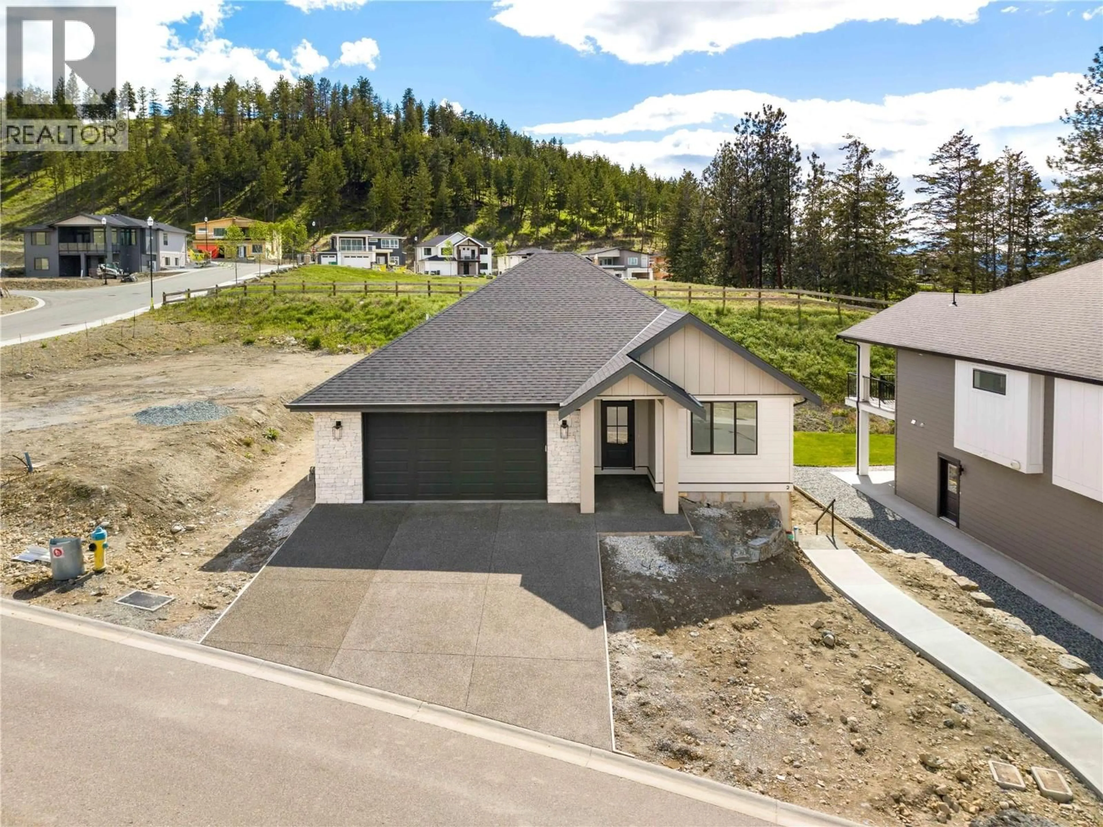 A pic from outside/outdoor area/front of a property/back of a property/a pic from drone, street for 2125 MONTENEGRO DRIVE, Kelowna British Columbia V1P0B2