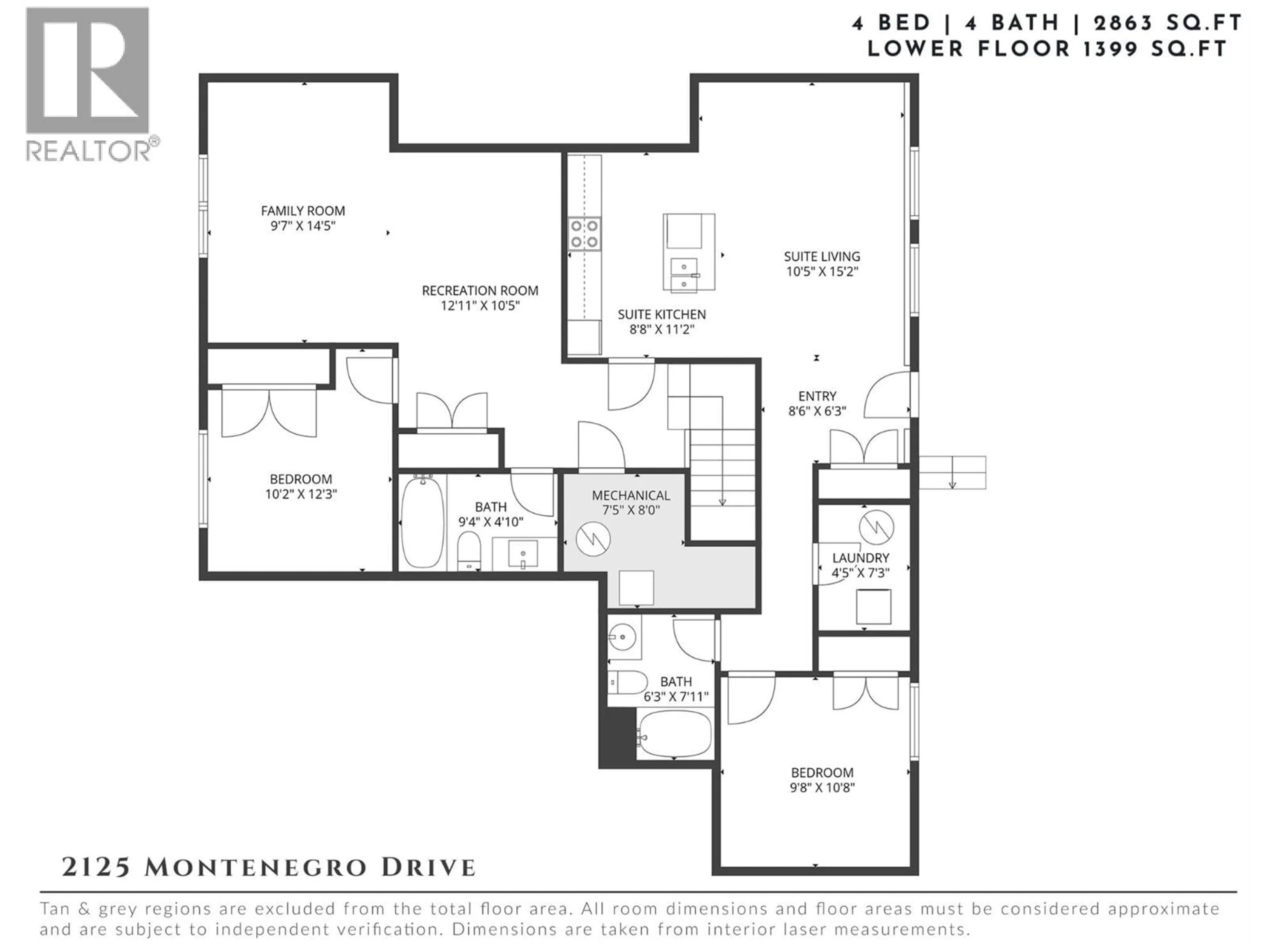 Floor plan for 2125 MONTENEGRO DRIVE, Kelowna British Columbia V1P0B2