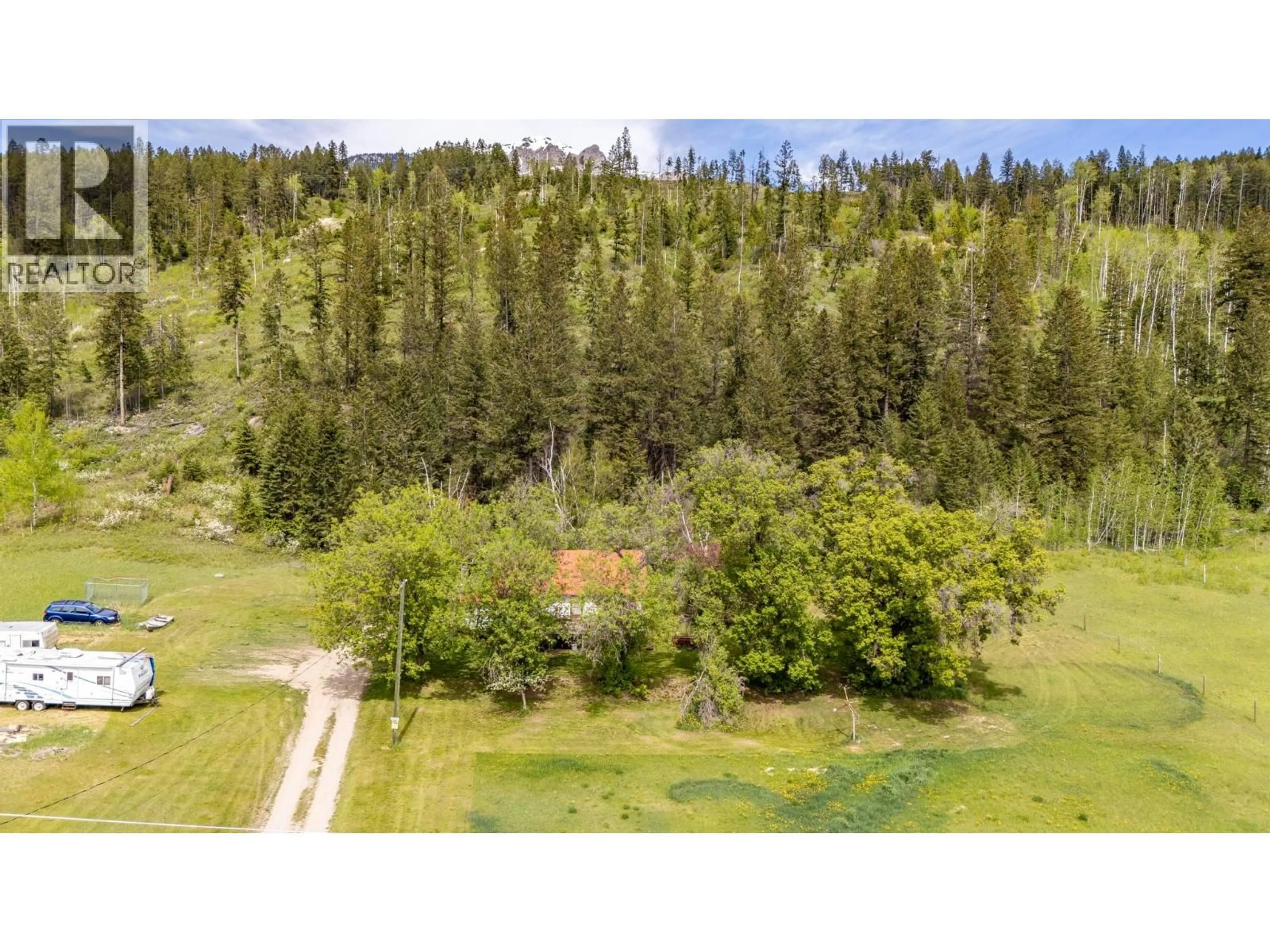 A pic from outside/outdoor area/front of a property/back of a property/a pic from drone, forest/trees view for 3657 95 HIGHWAY, Parson British Columbia V0A1H4