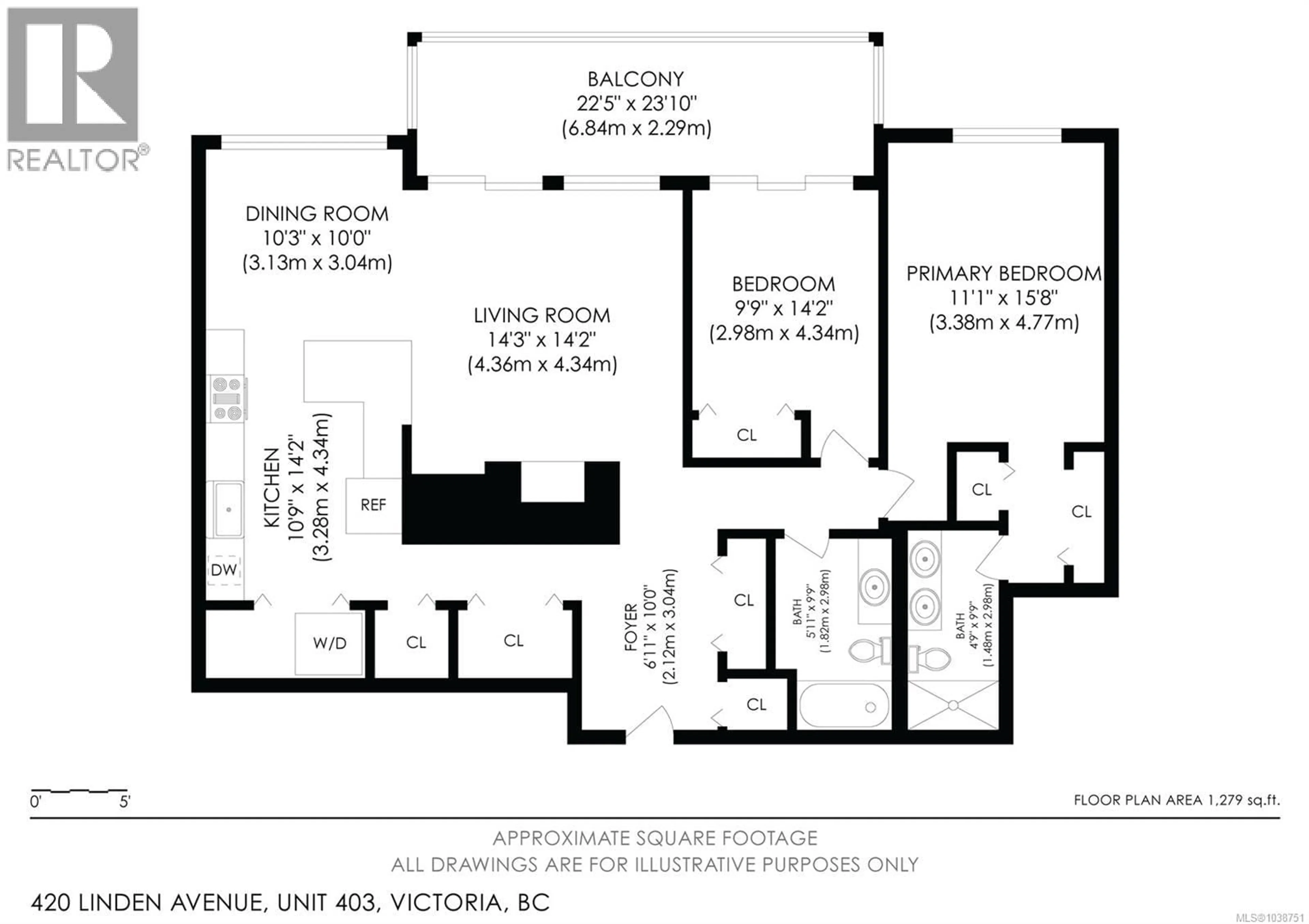 Floor plan for 403 - 420 LINDEN AVENUE, Victoria British Columbia V8V4G3