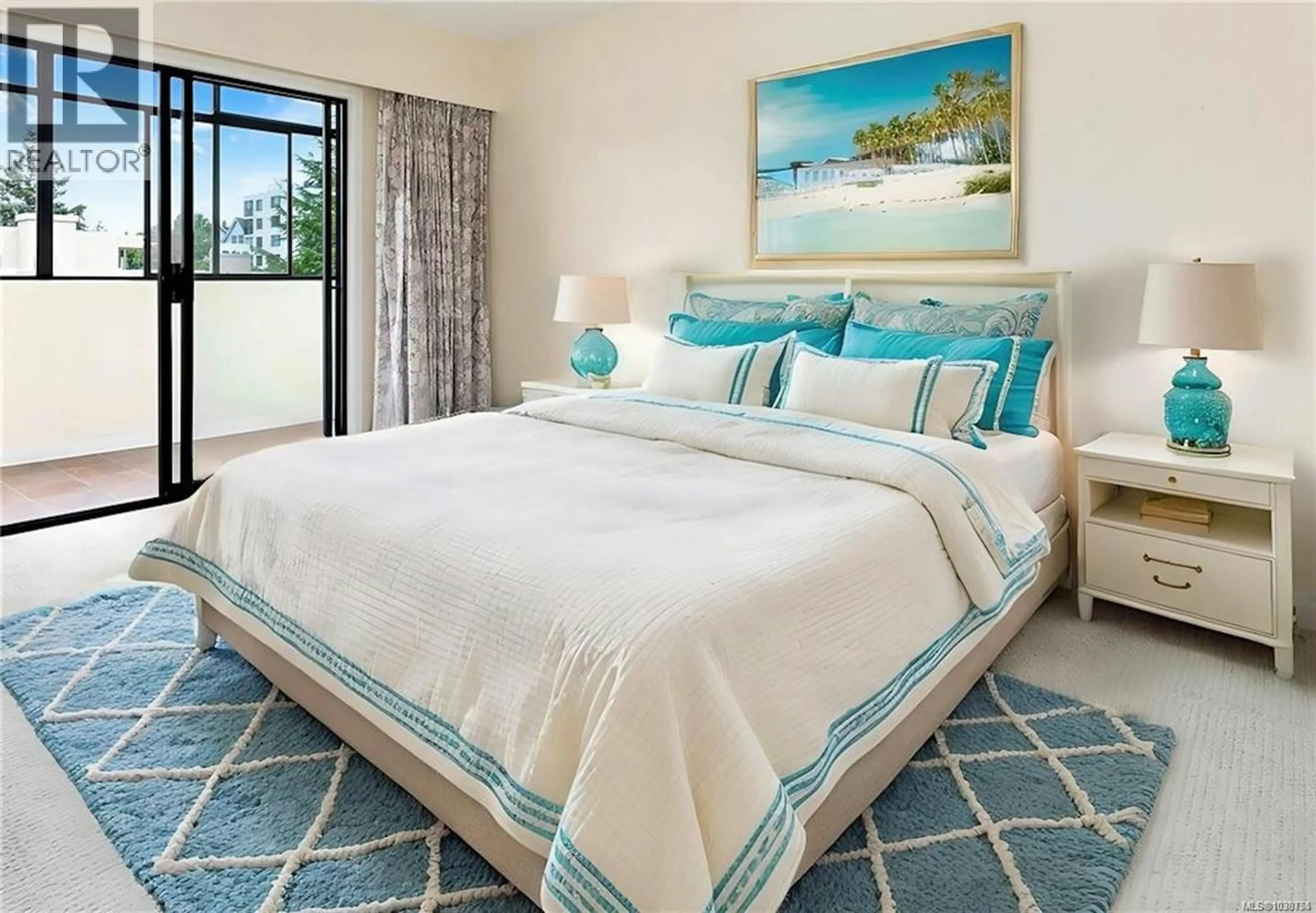 Bedroom with bed, carpet floor for 506 - 420 LINDEN AVENUE, Victoria British Columbia V8V4G3