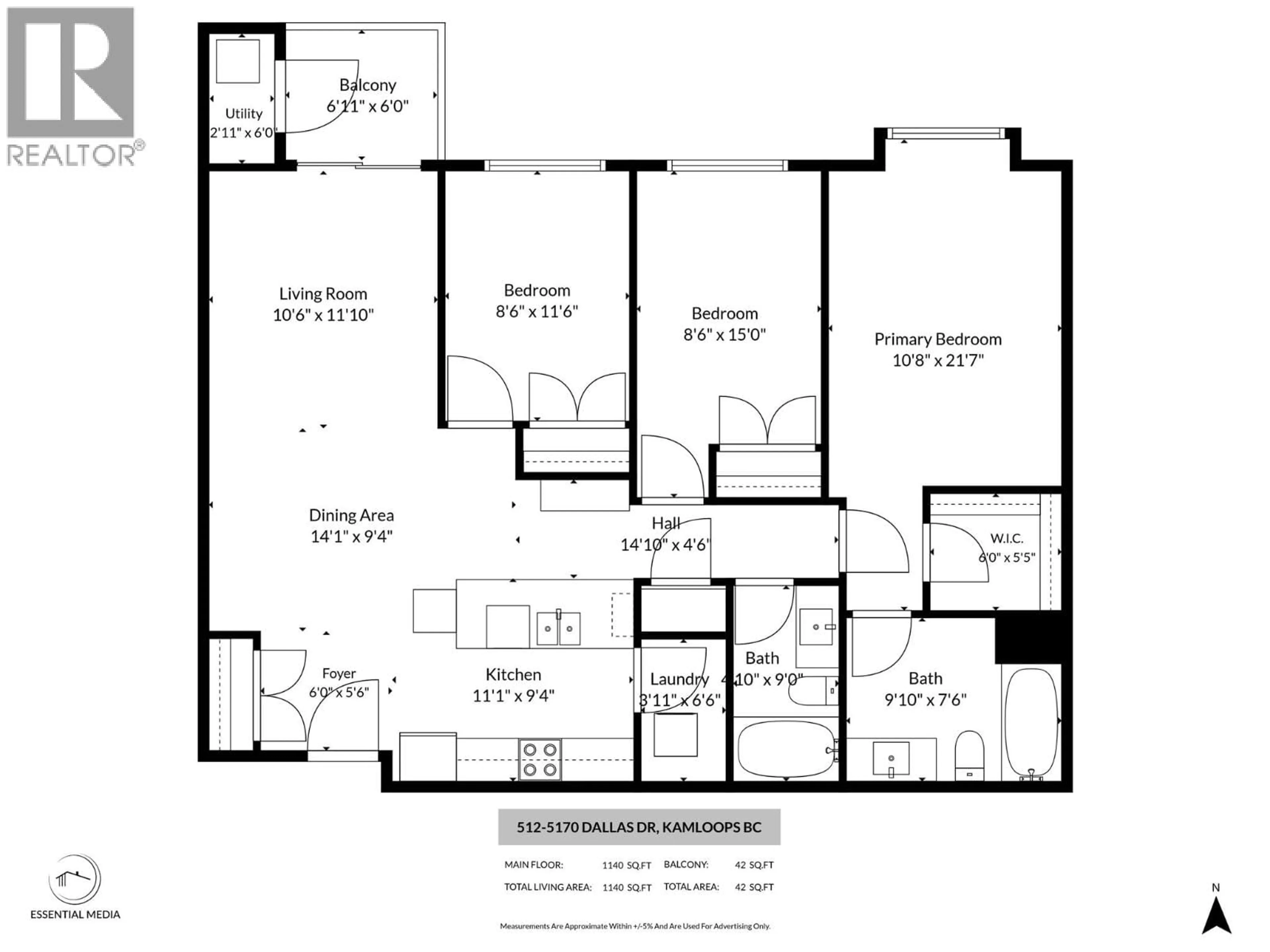Floor plan for 512 - 5170 DALLAS DRIVE, Kamloops British Columbia V2C0C7