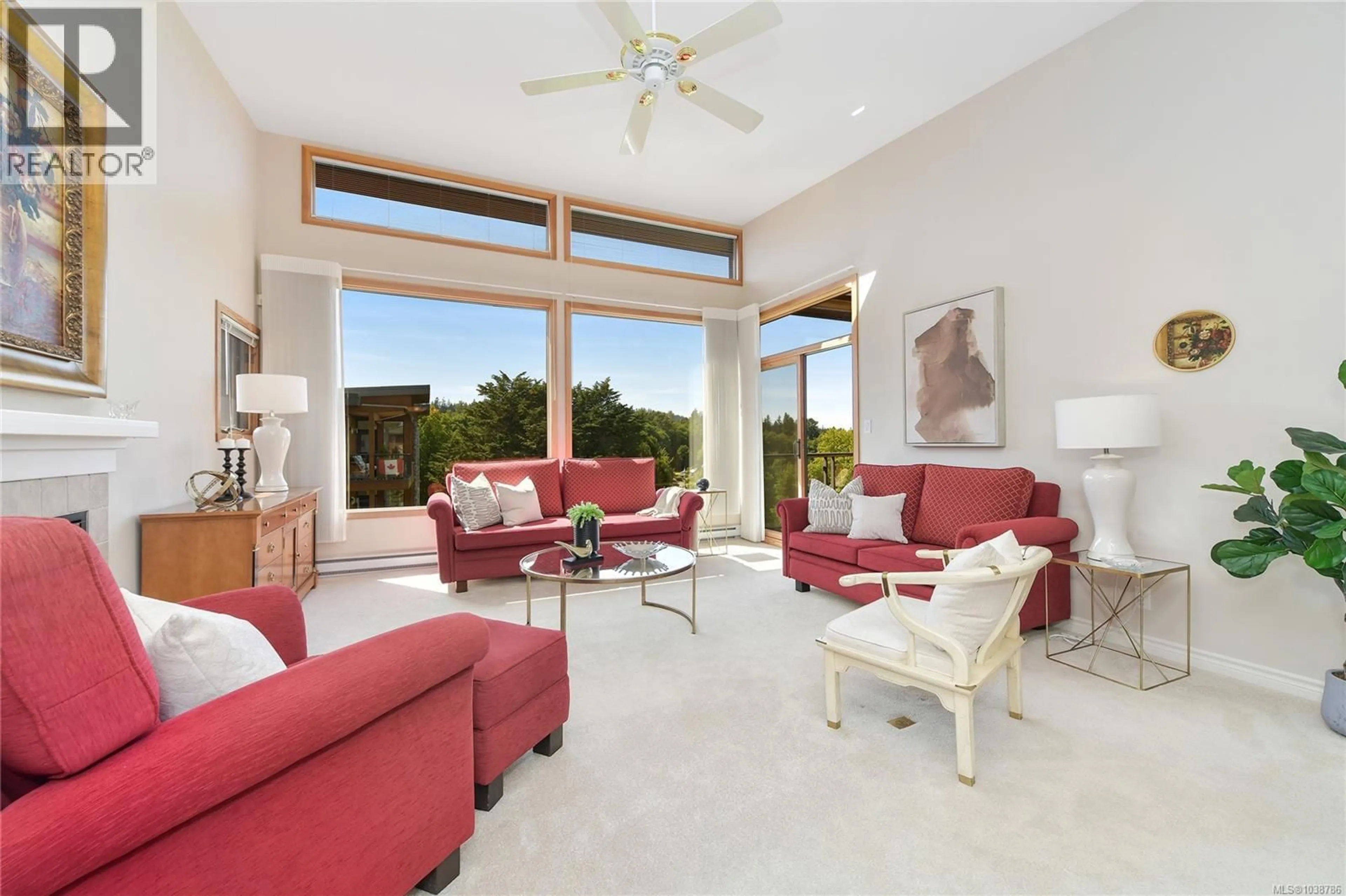 Living room with furniture, ceramic/tile floor for 403 - 5327 CORDOVA BAY ROAD, Saanich British Columbia V8Y2L3
