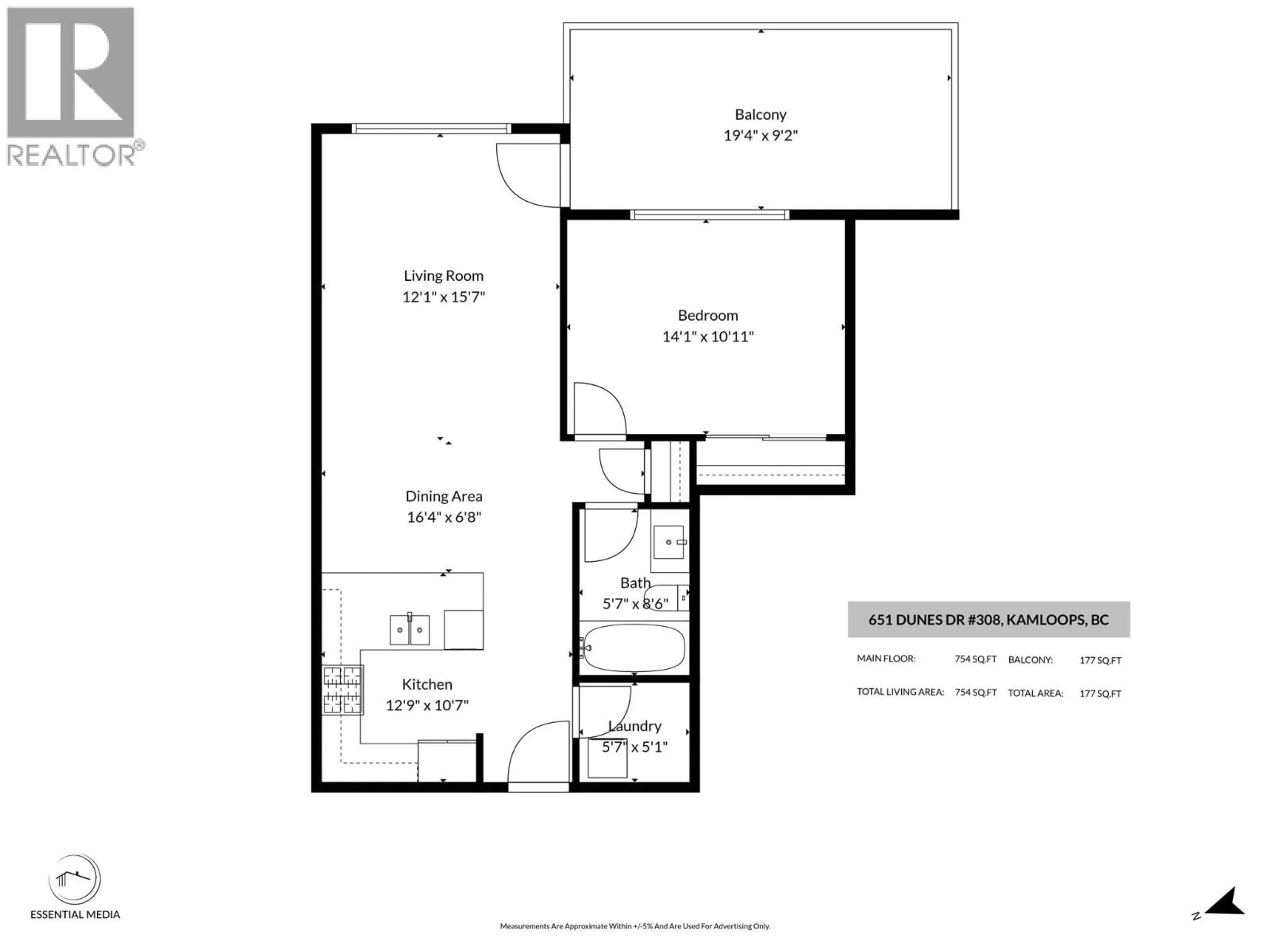Floor plan for 308 - 651 DUNES DRIVE, Kamloops British Columbia V2B0K2