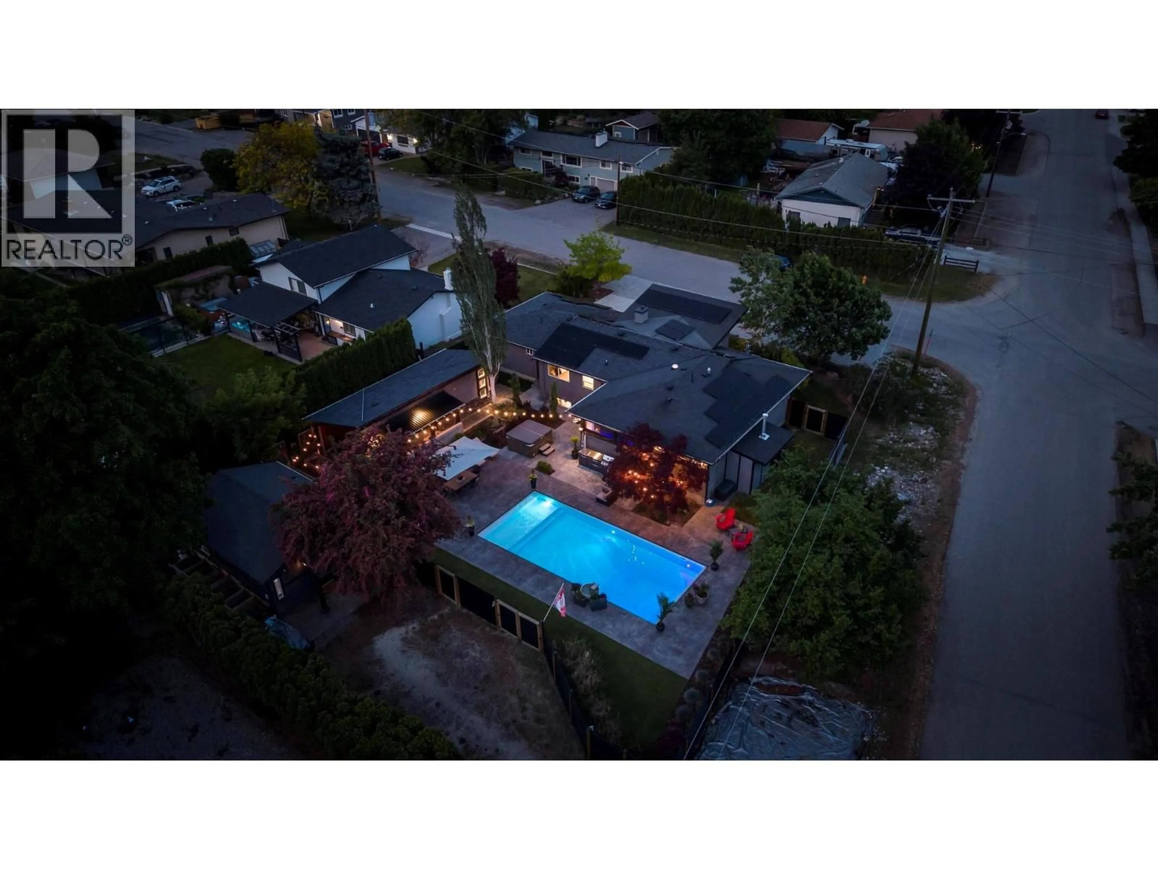A pic from outside/outdoor area/front of a property/back of a property/a pic from drone, street for 350 YATES ROAD, Kelowna British Columbia V1V1R5
