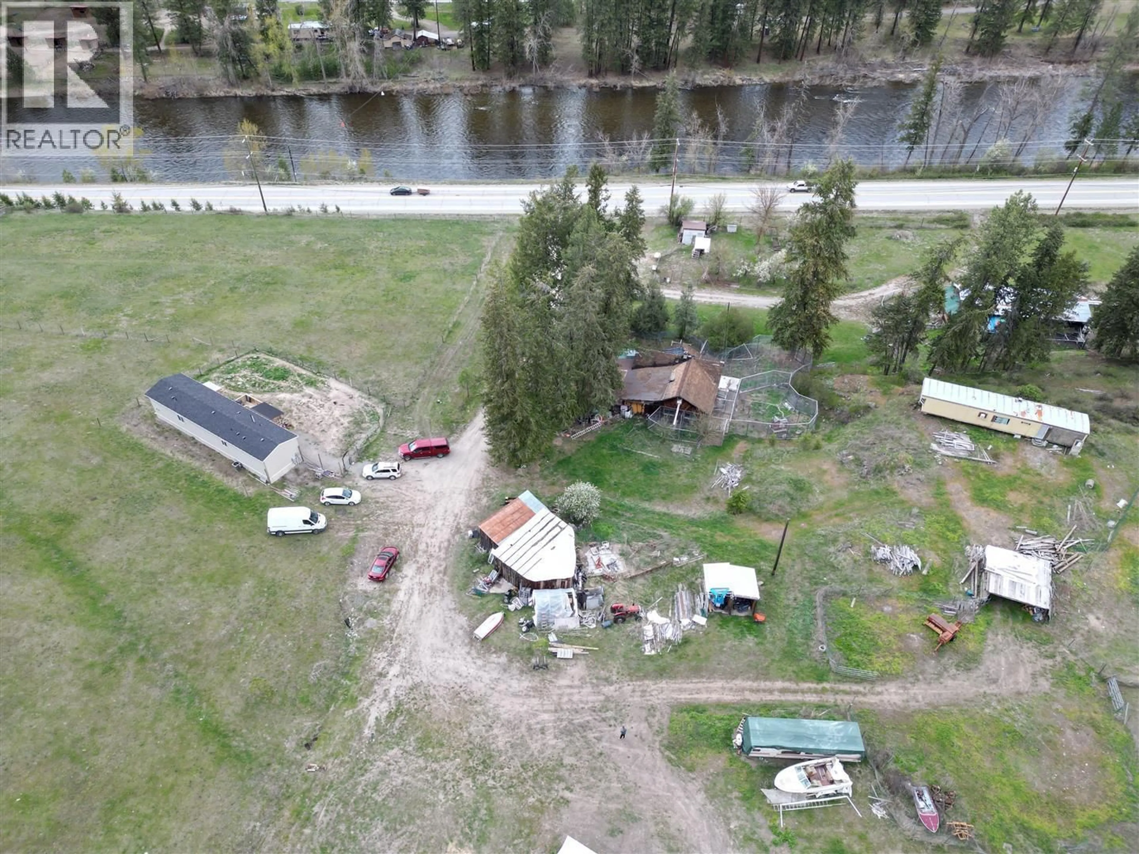 A pic from outside/outdoor area/front of a property/back of a property/a pic from drone, water/lake/river/ocean view for 3940 HIGHWAY 3 OTHER, Rock Creek British Columbia V0H1Y0