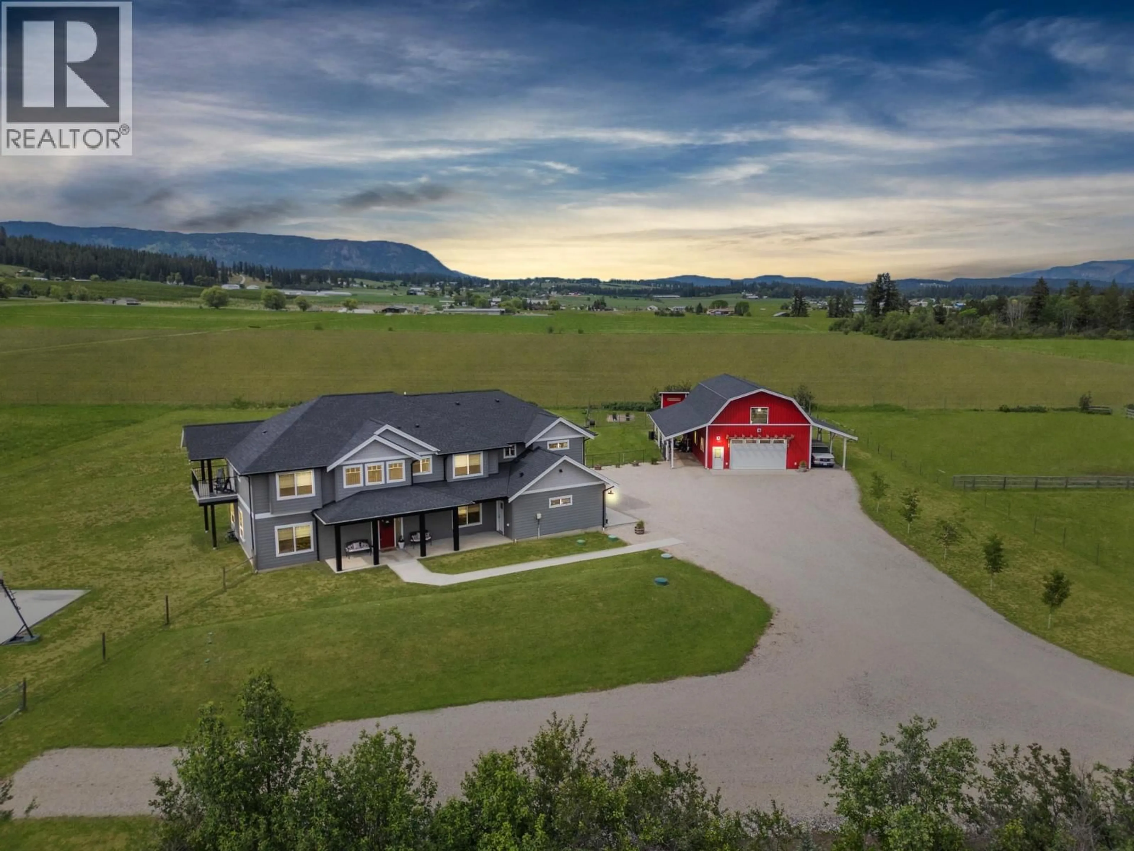 A pic from outside/outdoor area/front of a property/back of a property/a pic from drone, mountain view for 4160 NOBLE ROAD, Spallumcheen British Columbia V4Y0K8