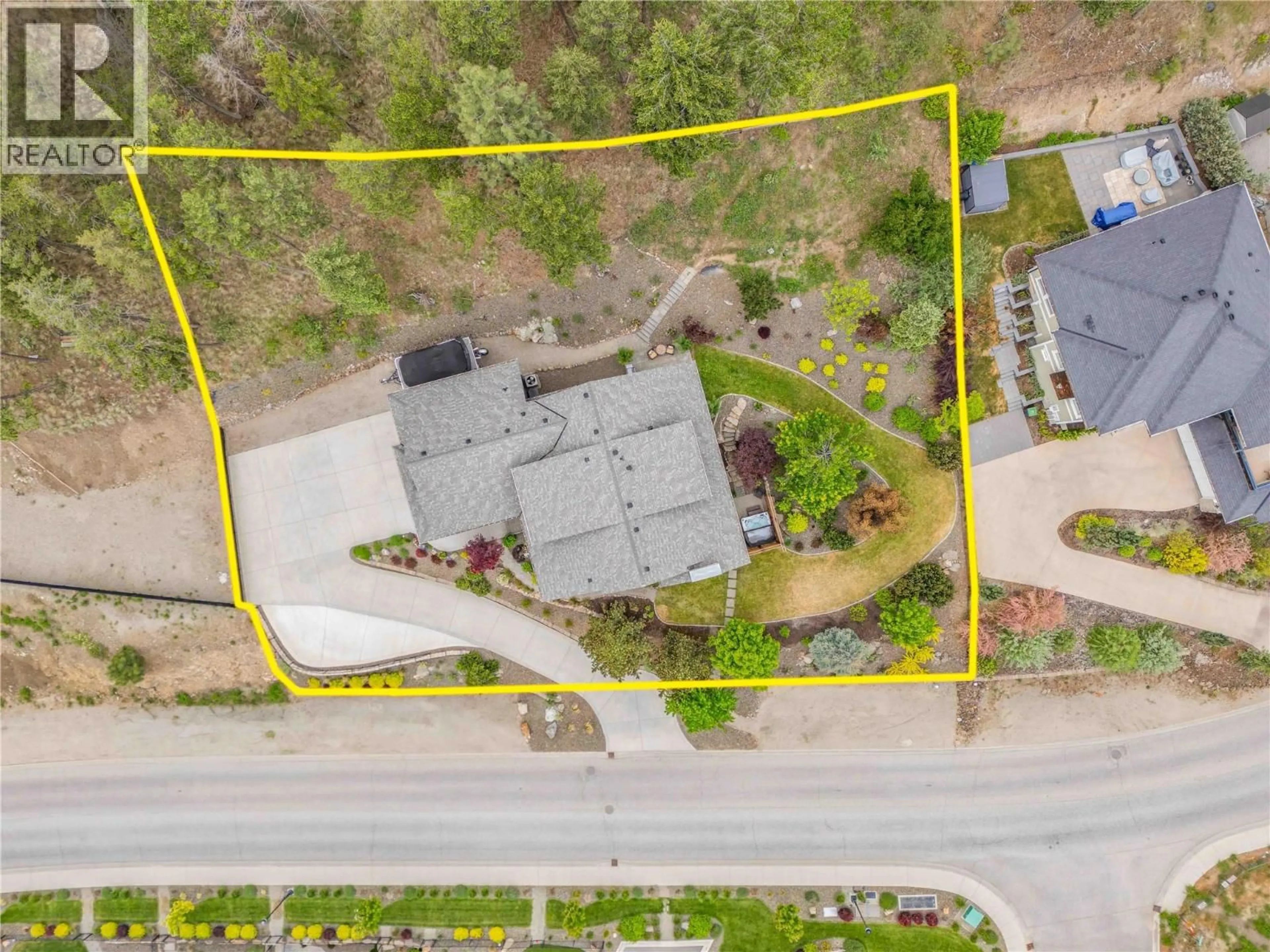 A pic from outside/outdoor area/front of a property/back of a property/a pic from drone, street for 2410 MOUNTAINS HOLLOW LANE, West Kelowna British Columbia V4T3H5