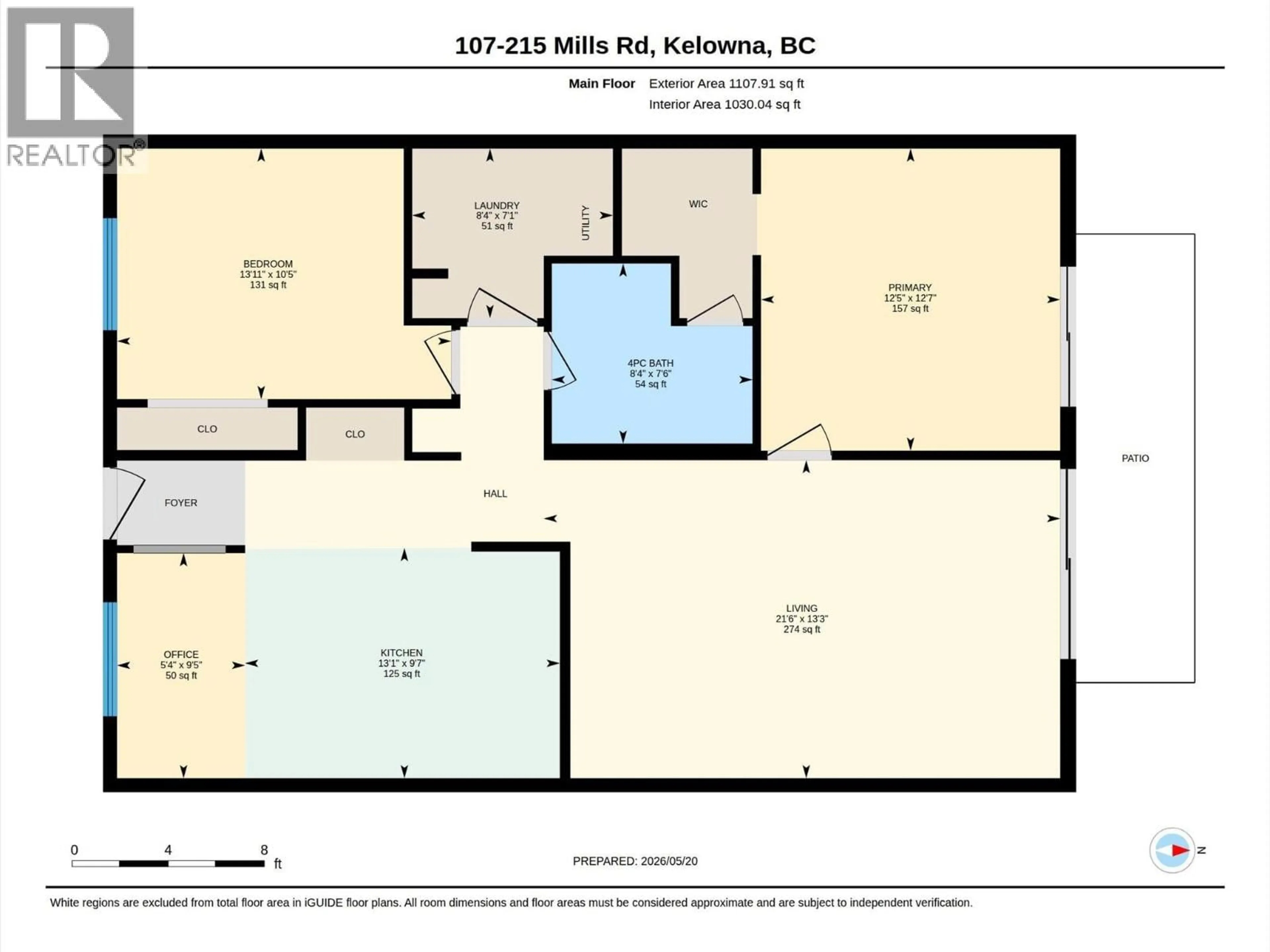 Floor plan for 107 - 215 MILLS ROAD, Kelowna British Columbia V1X4G6