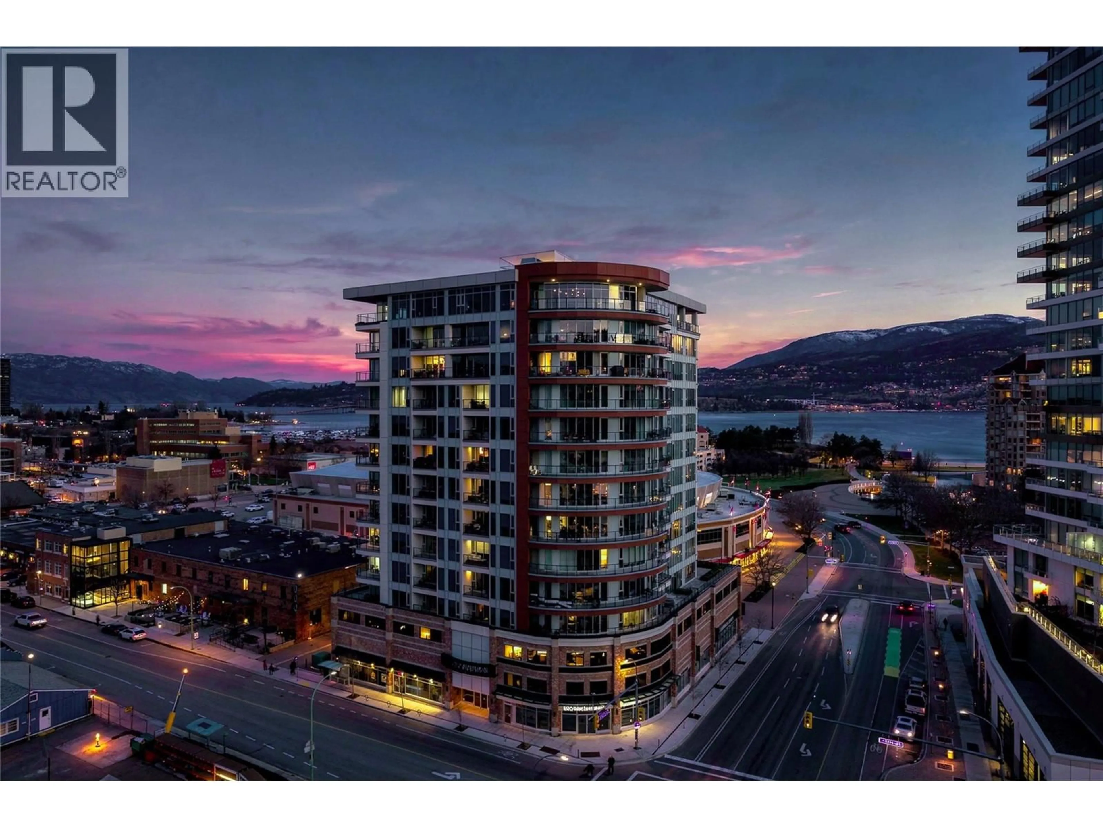 A pic from outside/outdoor area/front of a property/back of a property/a pic from drone, unknown for 1403 - 1232 ELLIS STREET, Kelowna British Columbia V1Y0J6