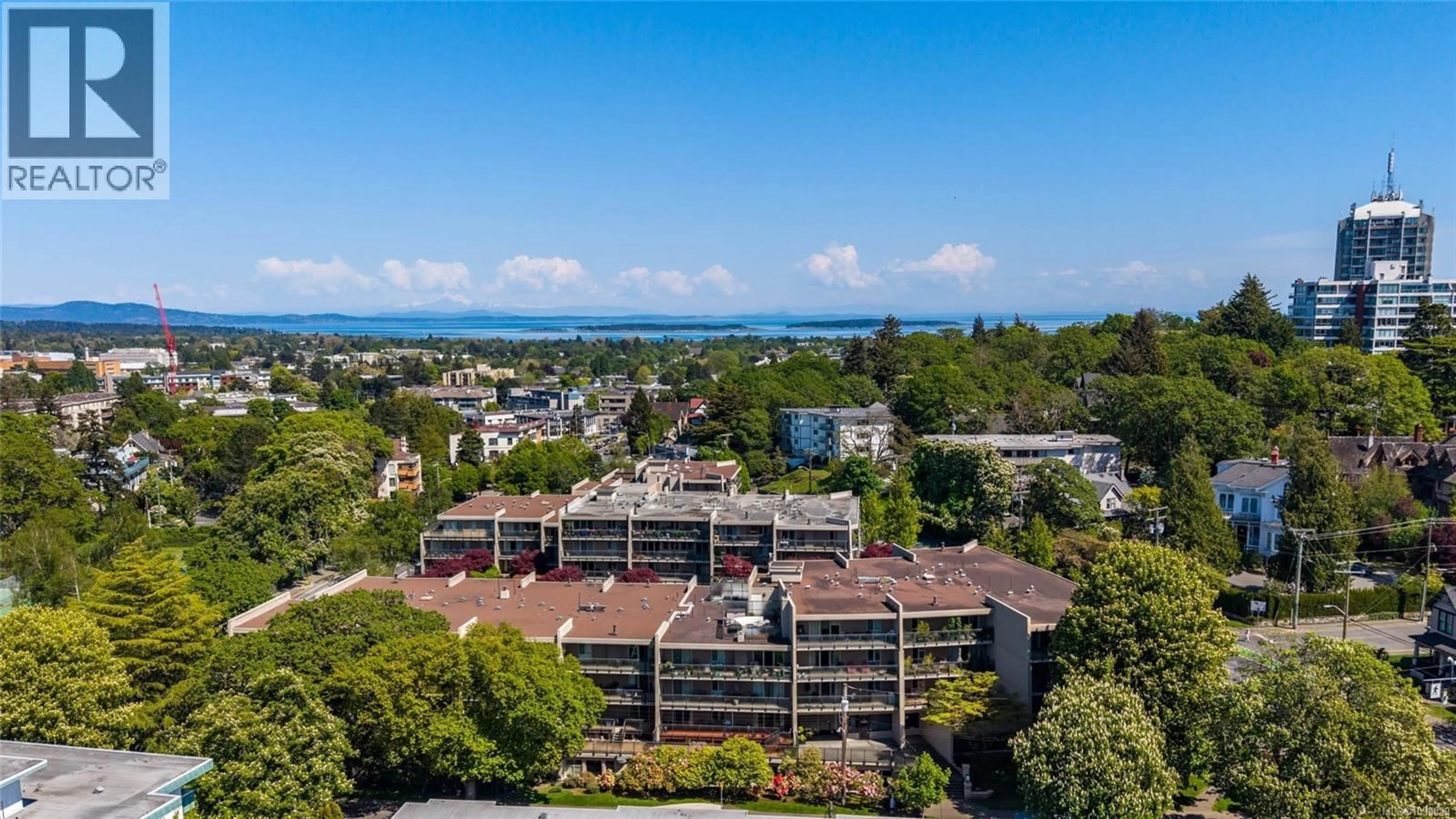 A pic from outside/outdoor area/front of a property/back of a property/a pic from drone, city buildings view from balcony for 205 - 1419 STADACONA AVENUE, Victoria British Columbia V8S5J3