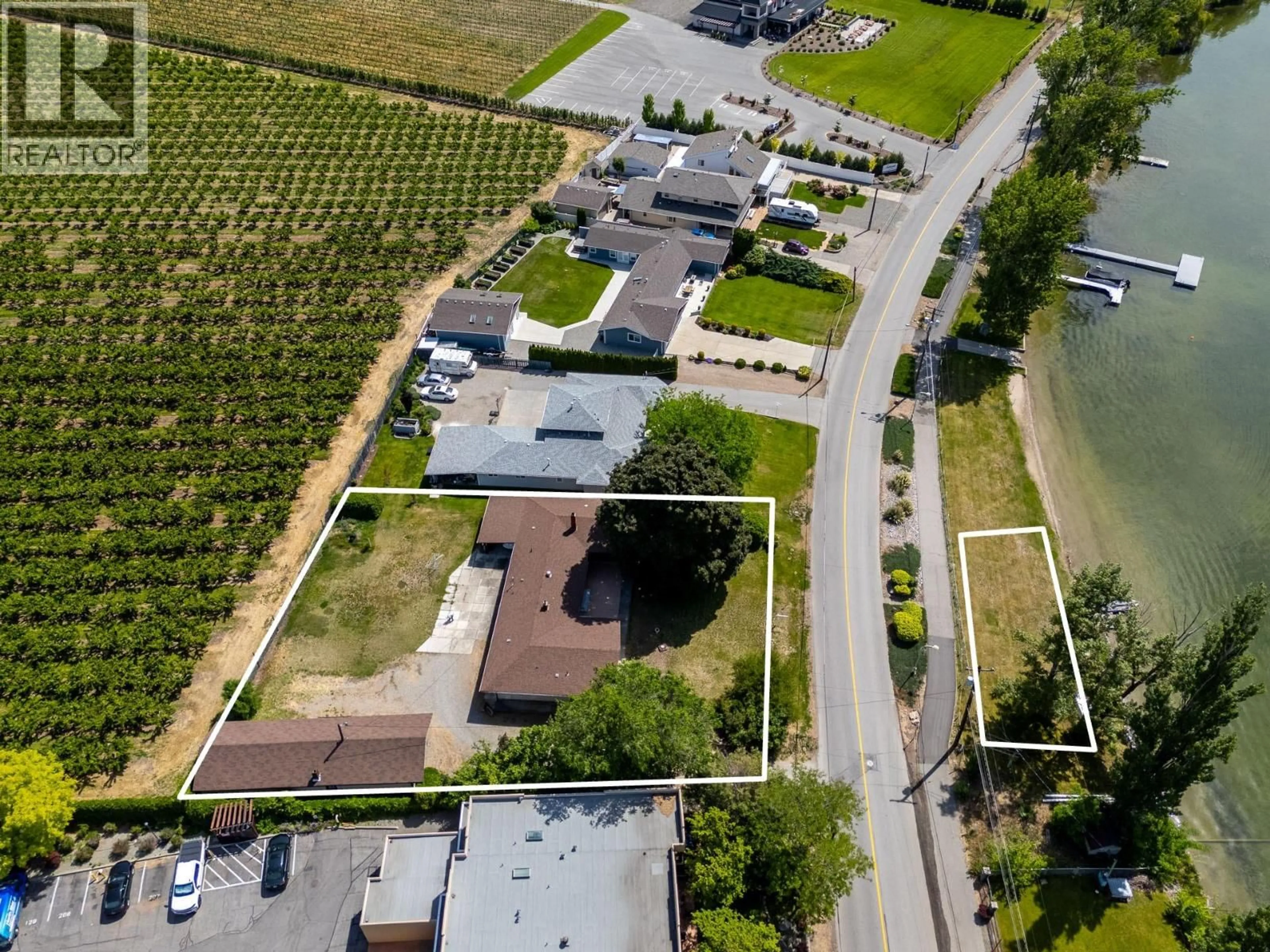 A pic from outside/outdoor area/front of a property/back of a property/a pic from drone, street for 5231 LAKESHORE DRIVE, Osoyoos British Columbia V0H1V6