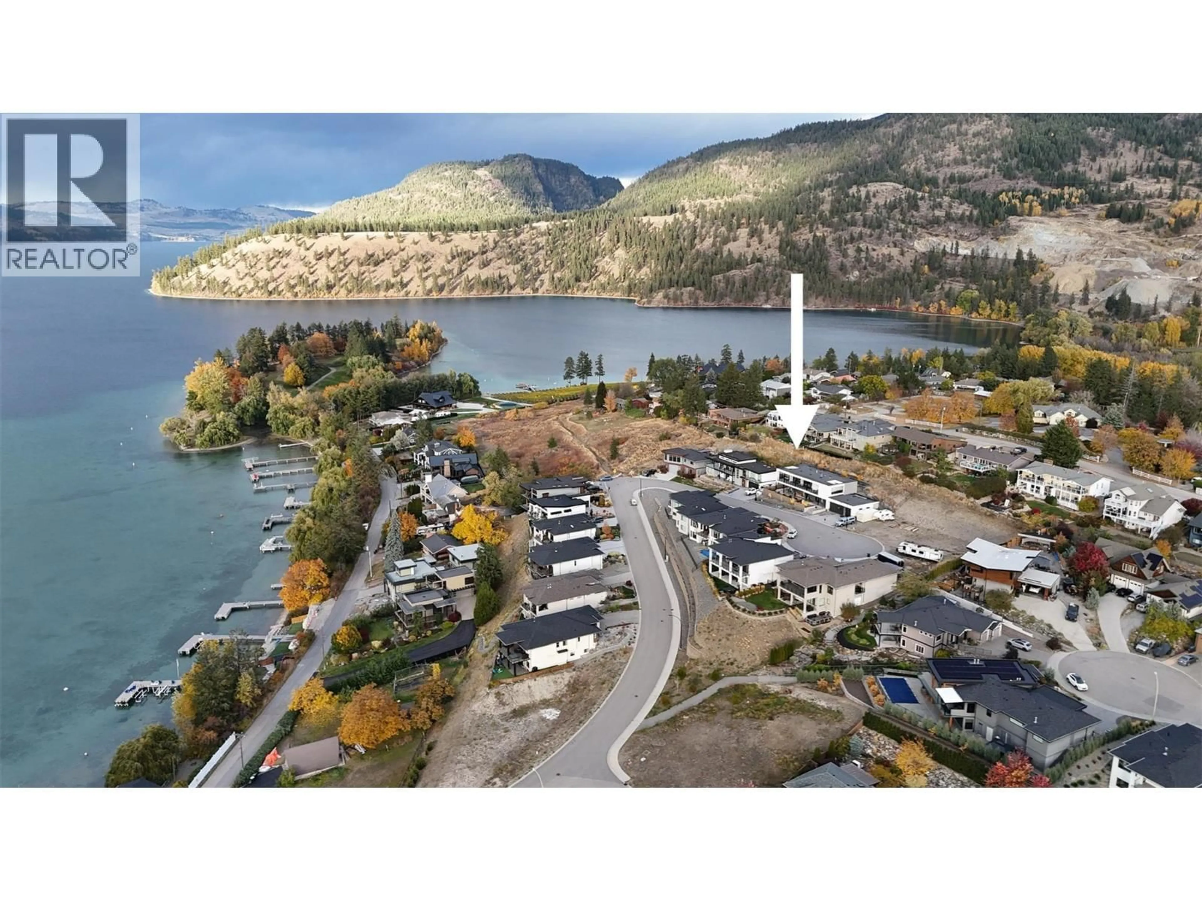 A pic from outside/outdoor area/front of a property/back of a property/a pic from drone, water/lake/river/ocean view for 15873 KOBAYASHI COURT, Lake Country British Columbia V4V2T6