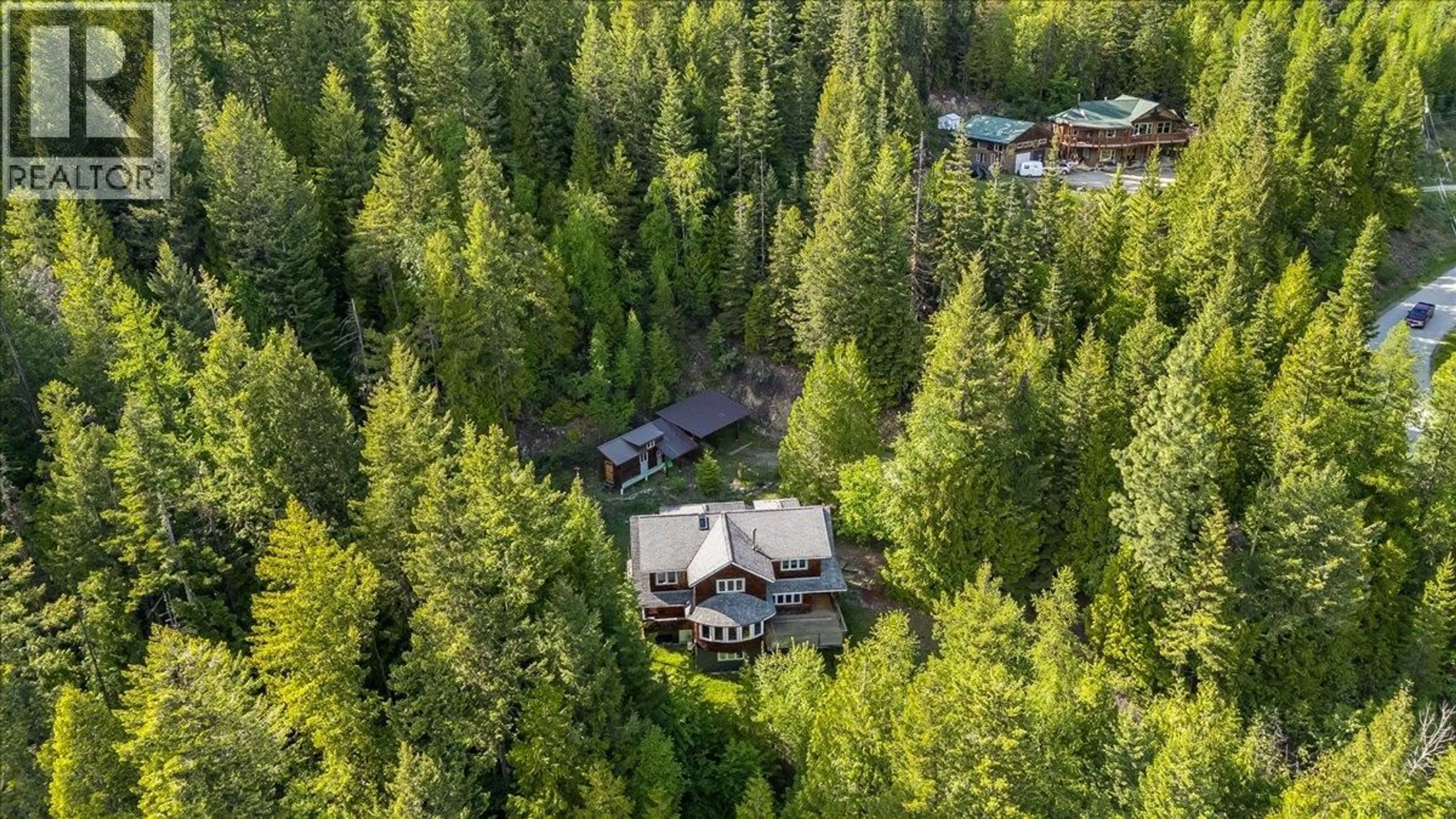 A pic from outside/outdoor area/front of a property/back of a property/a pic from drone, forest/trees view for 3630 MOUNTAIN VIEW ROAD, Bonnington British Columbia V0G2G3