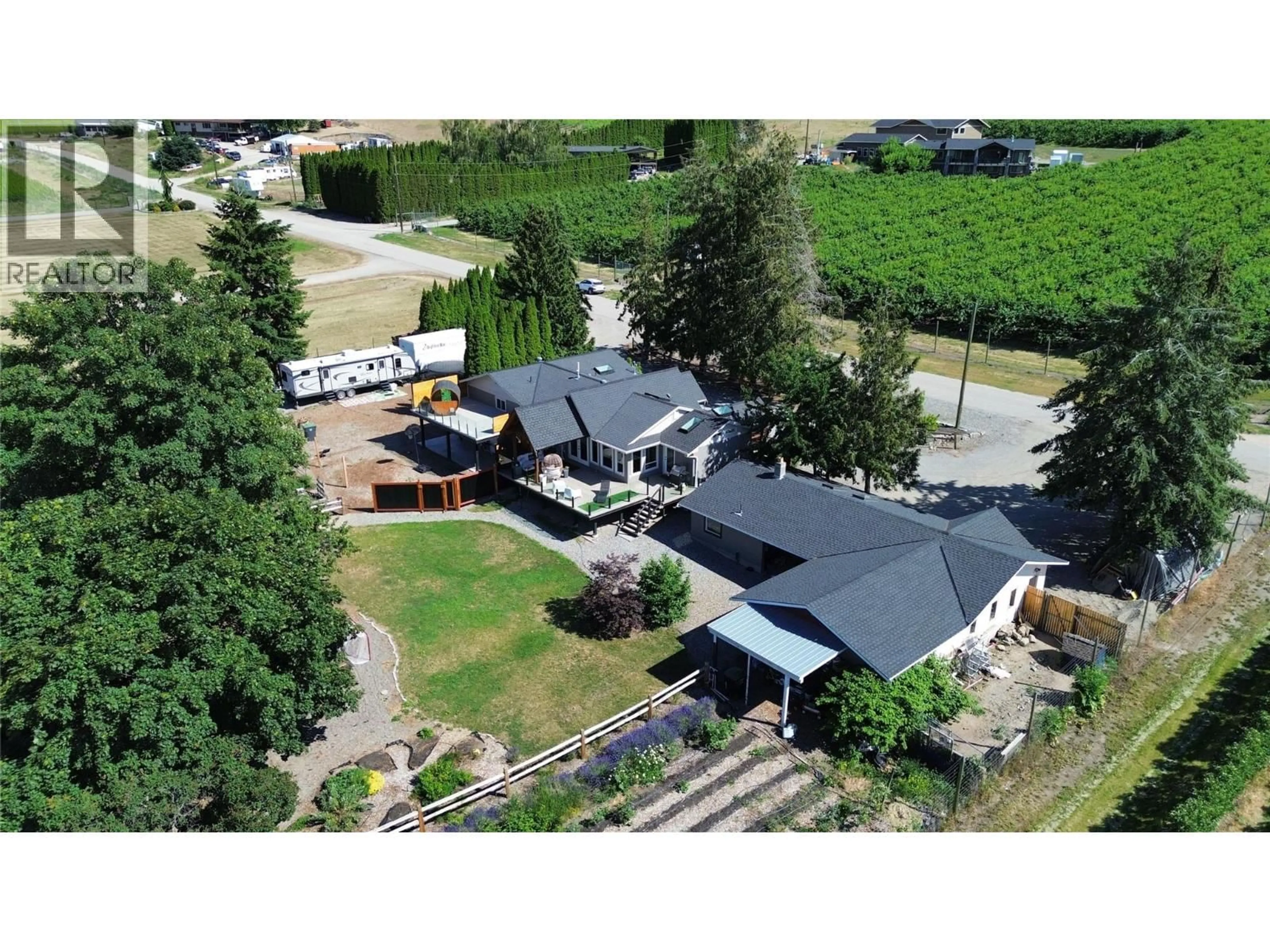 A pic from outside/outdoor area/front of a property/back of a property/a pic from drone, mountain view for 2020 GOLDIE ROAD, Lake Country British Columbia V4V1G5