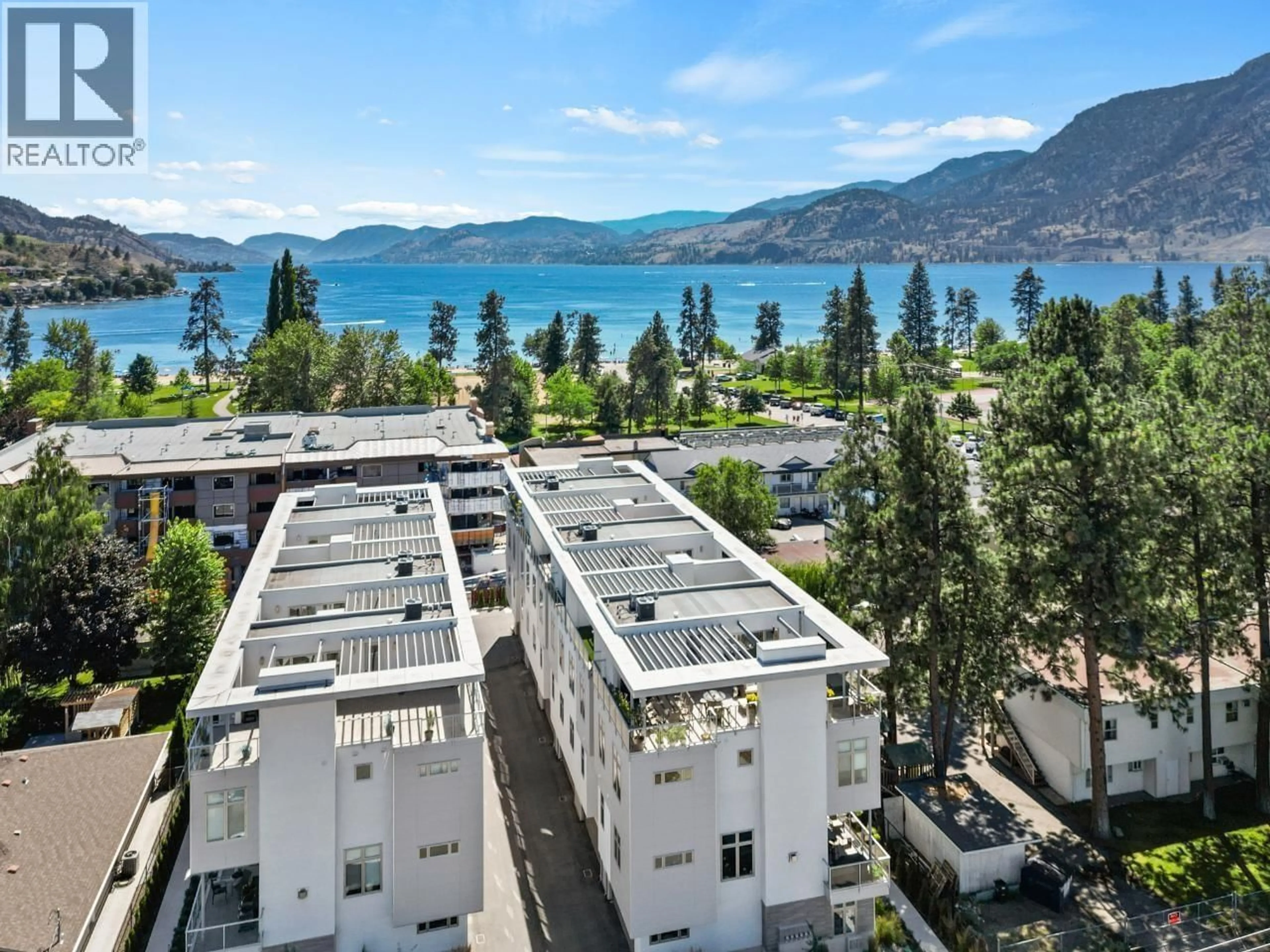 A pic from outside/outdoor area/front of a property/back of a property/a pic from drone, water/lake/river/ocean view for 102 - 222 LEE AVENUE, Penticton British Columbia V2A0G2