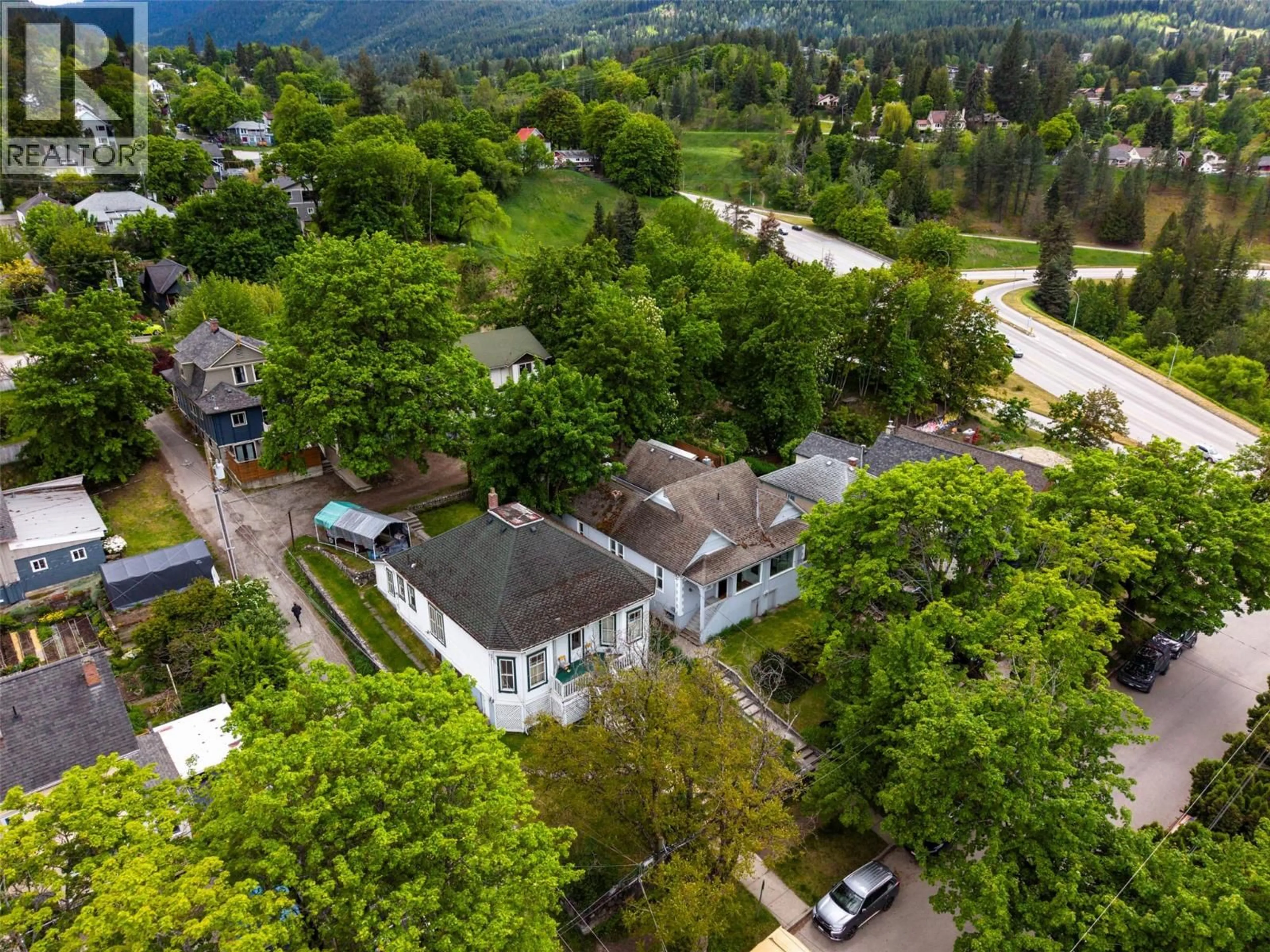 A pic from outside/outdoor area/front of a property/back of a property/a pic from drone, mountain view for 308/310 CARBONATE STREET, Nelson British Columbia V1L4P2