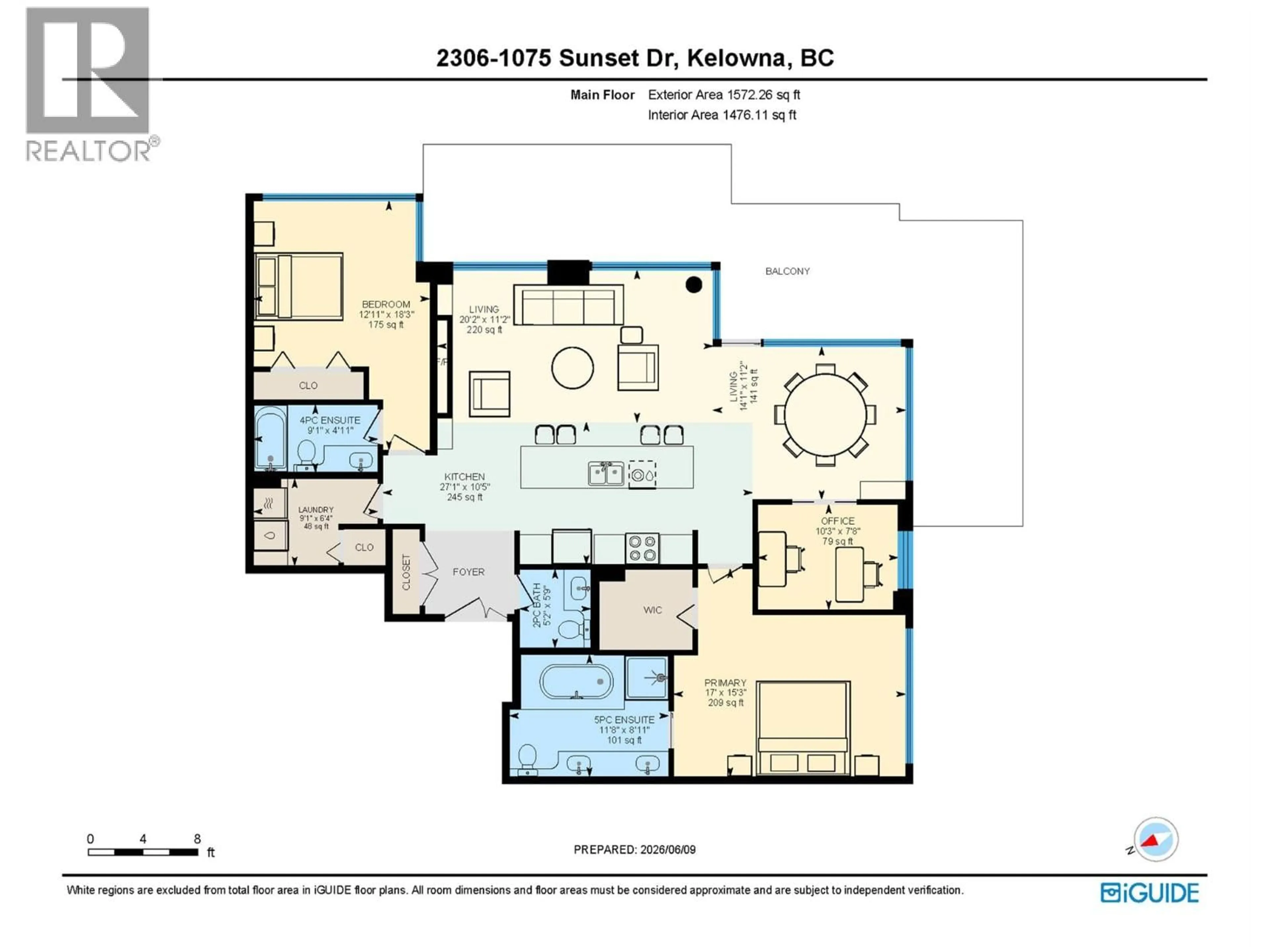 Floor plan for 2603 - 1075 SUNSET DRIVE, Kelowna British Columbia V1Y9Y9