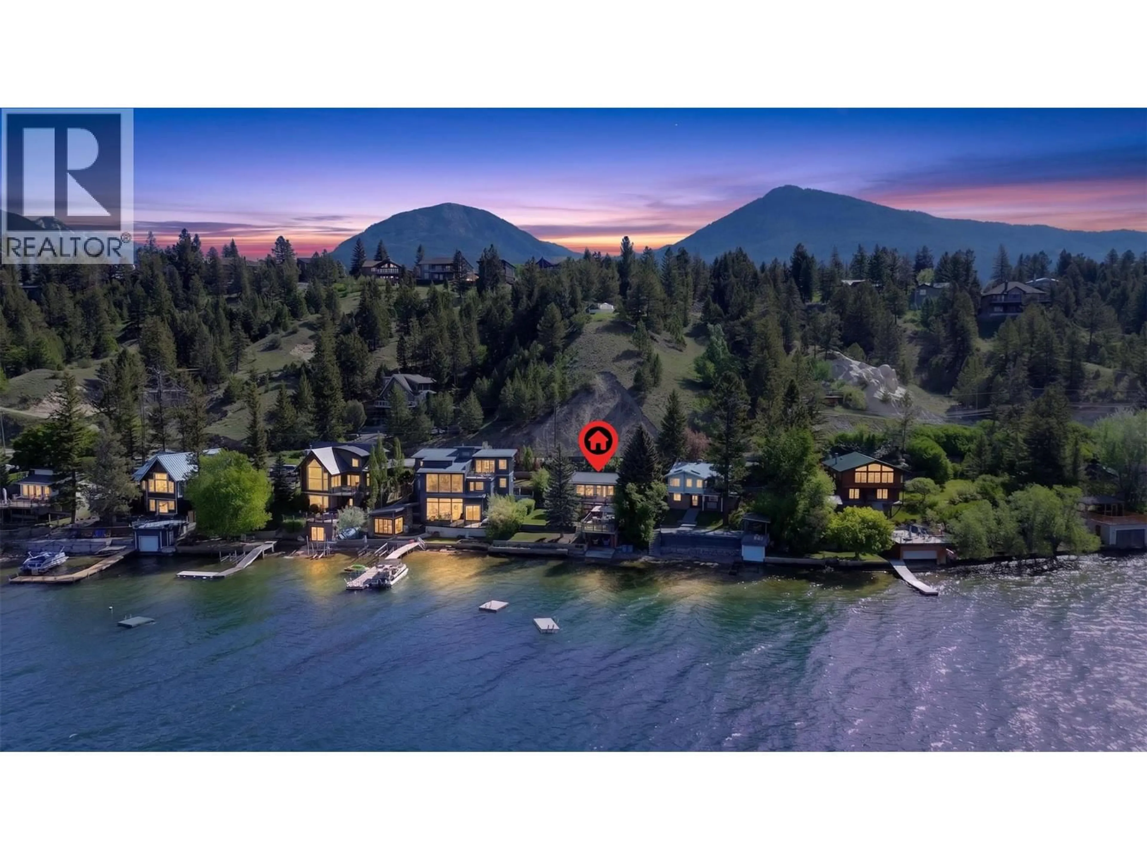 A pic from outside/outdoor area/front of a property/back of a property/a pic from drone, water/lake/river/ocean view for 691 LAKEVIEW ROAD, Invermere British Columbia V0A1K3