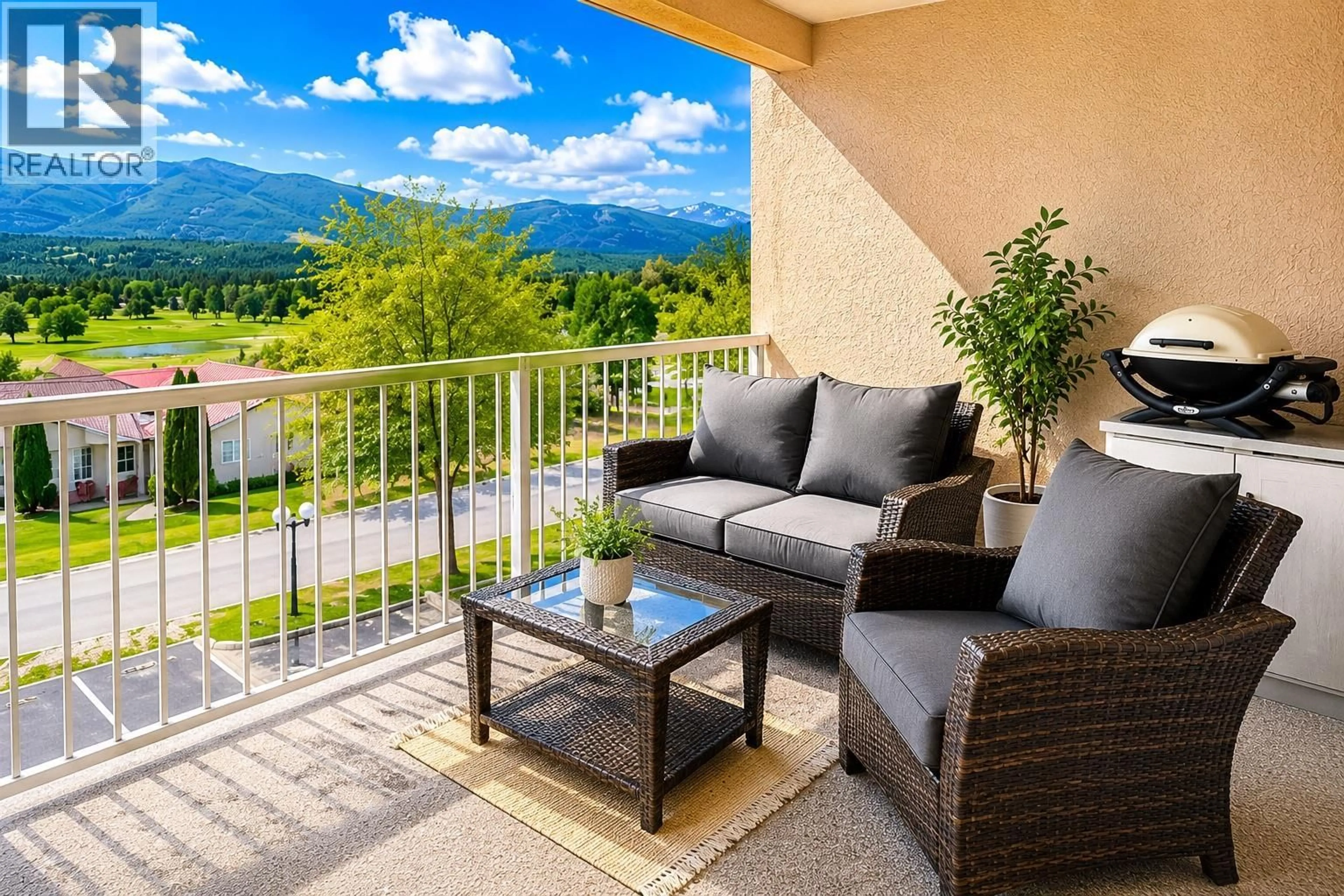 Balcony in the apartment, mountain view for 4006A - 5052 RIVERVIEW ROAD, Fairmont Hot Springs British Columbia V0B1L1