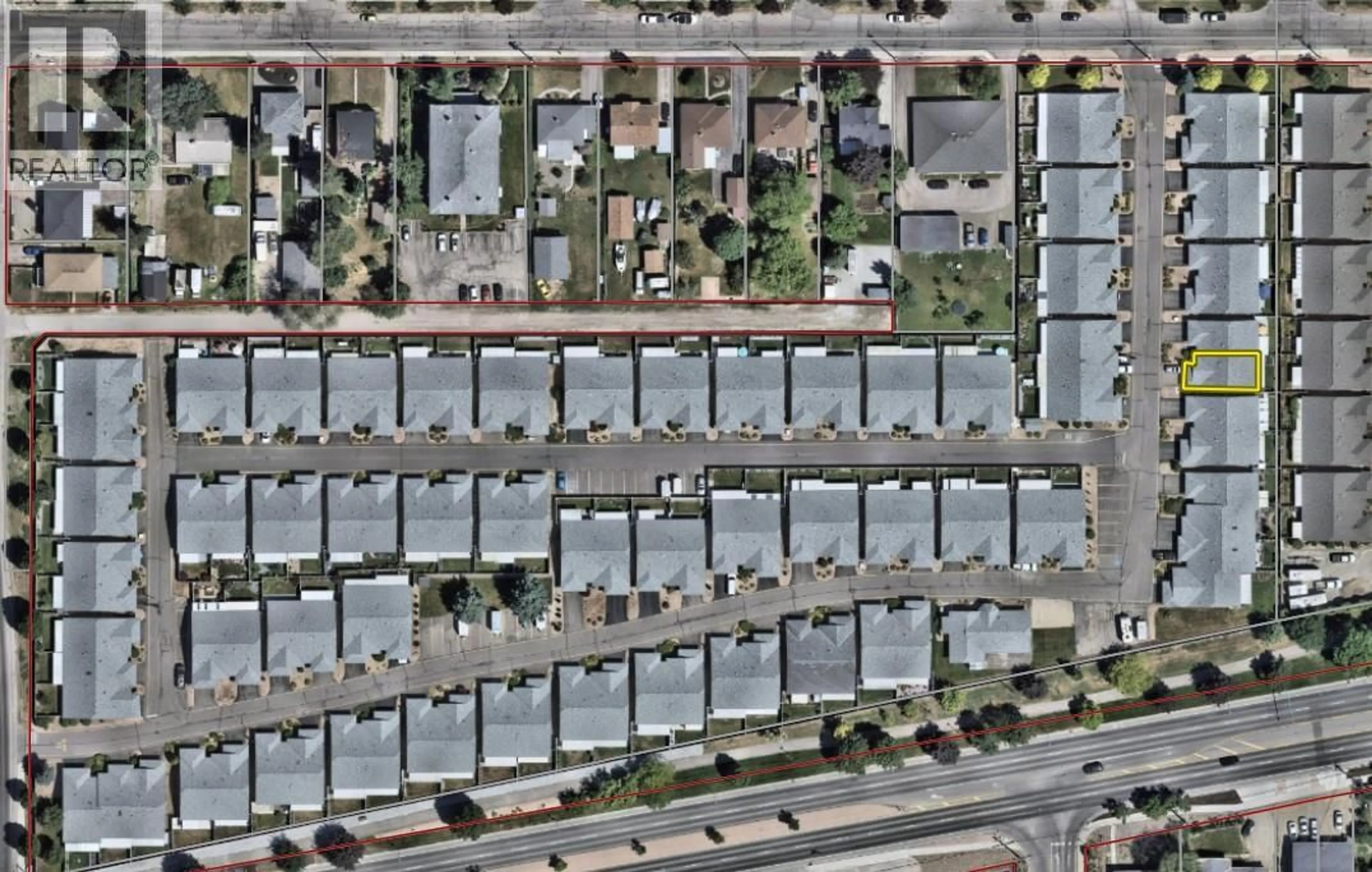 A pic from outside/outdoor area/front of a property/back of a property/a pic from drone, street for 8 - 3900 27 AVENUE, Vernon British Columbia V1T9E6