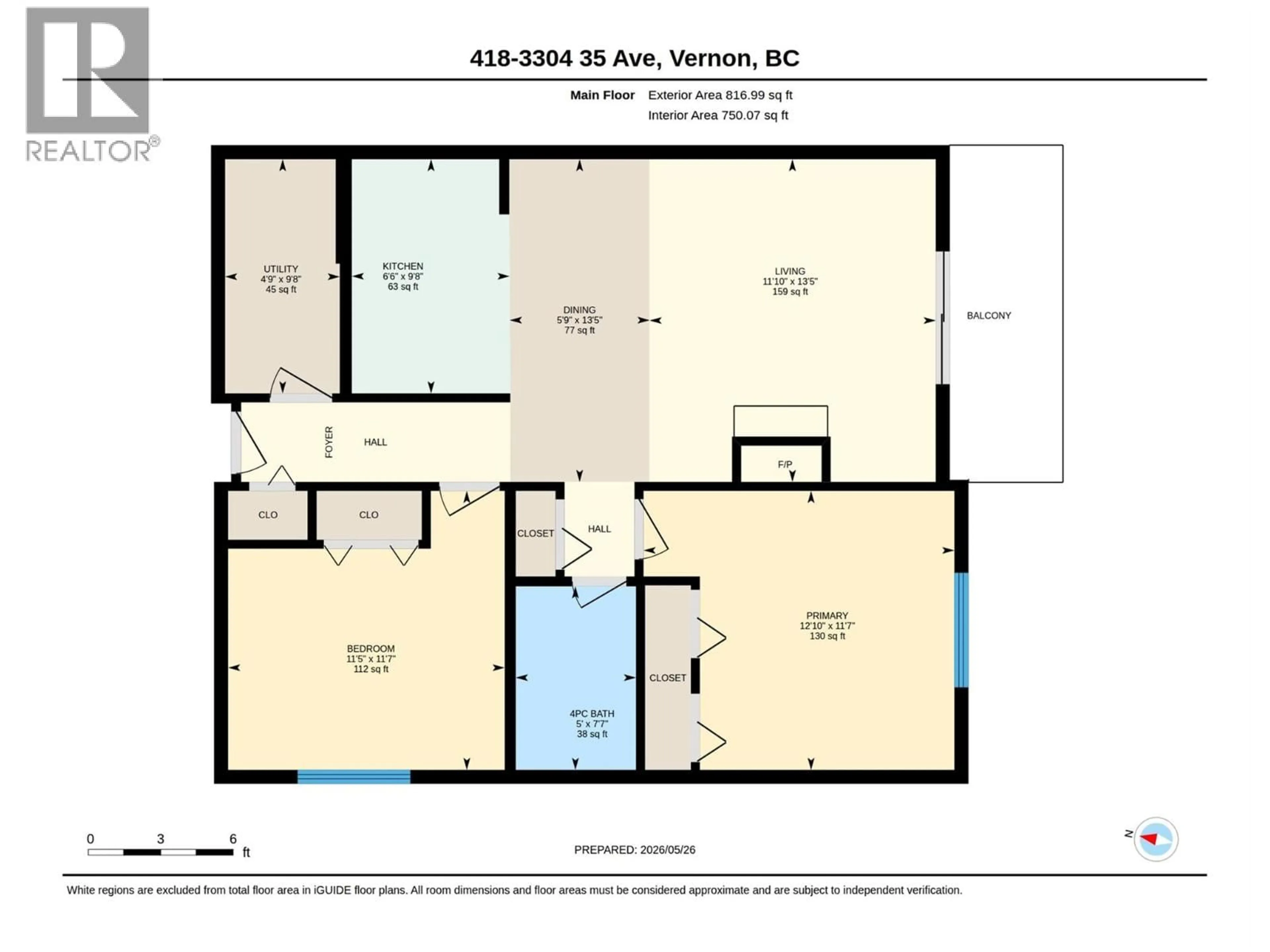 Floor plan for 418 - 3304 35TH AVENUE, Vernon British Columbia V1T8M6