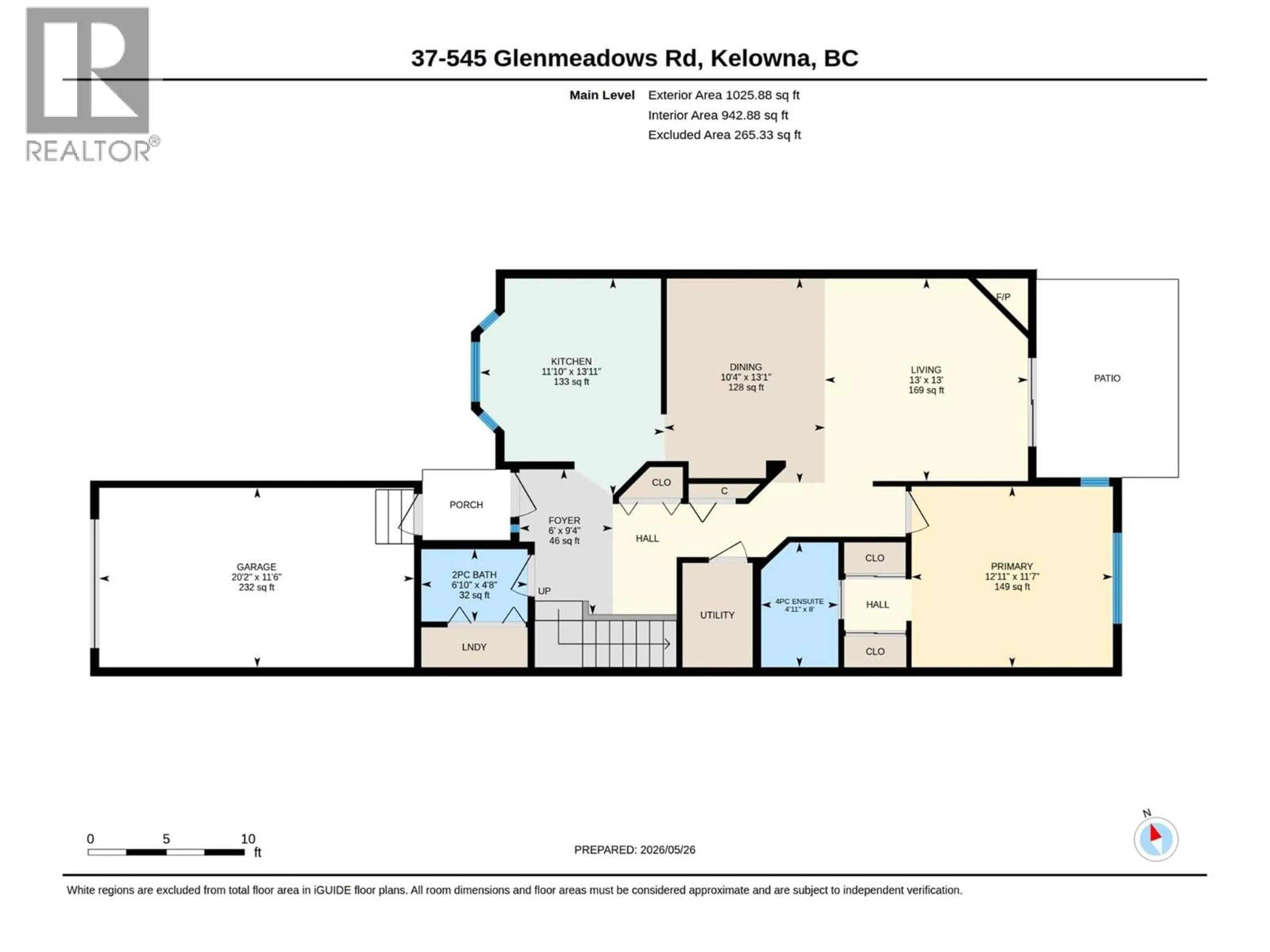 Floor plan for 37 - 545 GLENMEADOWS ROAD, Kelowna British Columbia V1V1W8