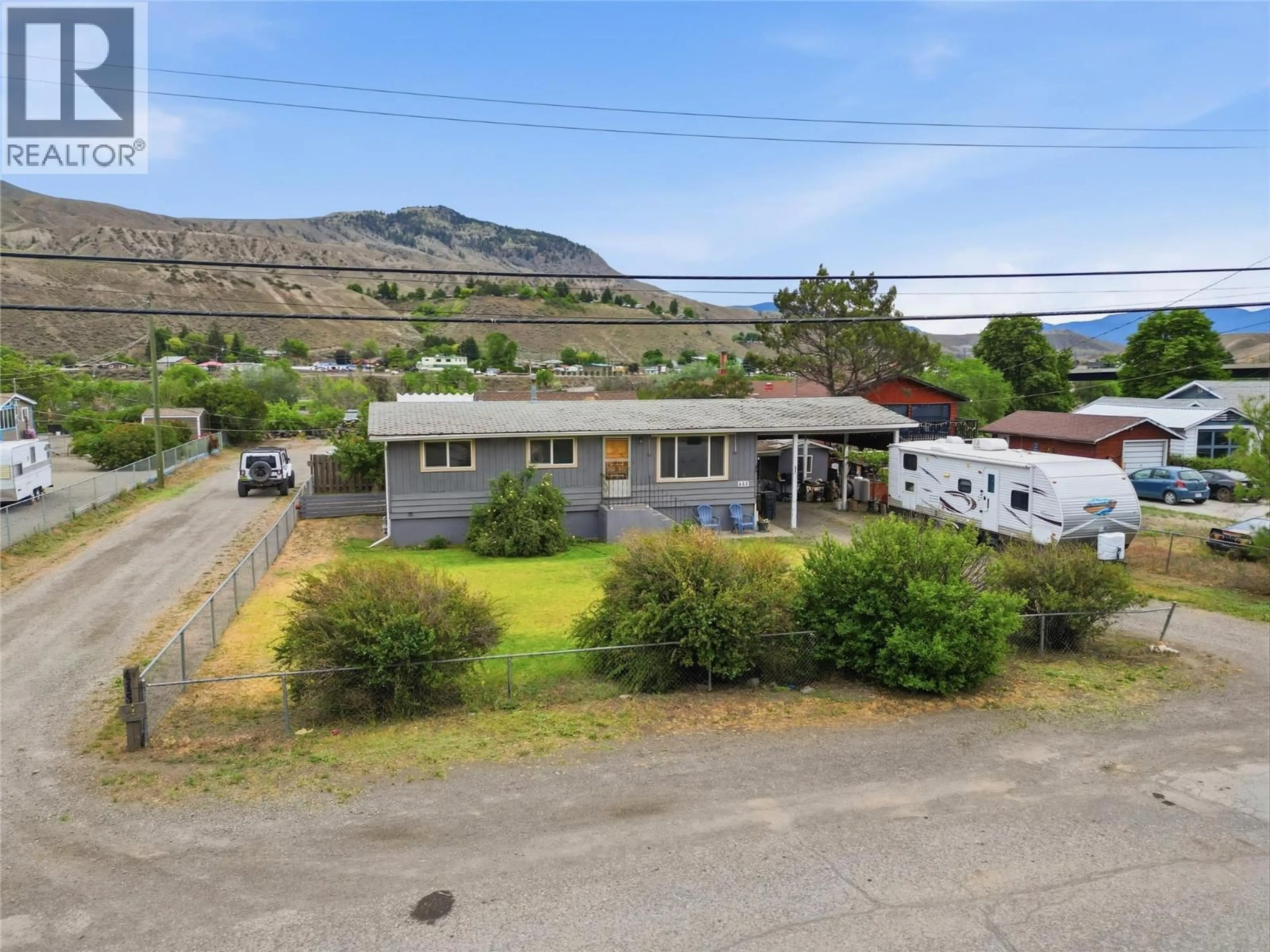 A pic from outside/outdoor area/front of a property/back of a property/a pic from drone, mountain view for 421 TINGLEY STREET, Ashcroft British Columbia V0K1A0