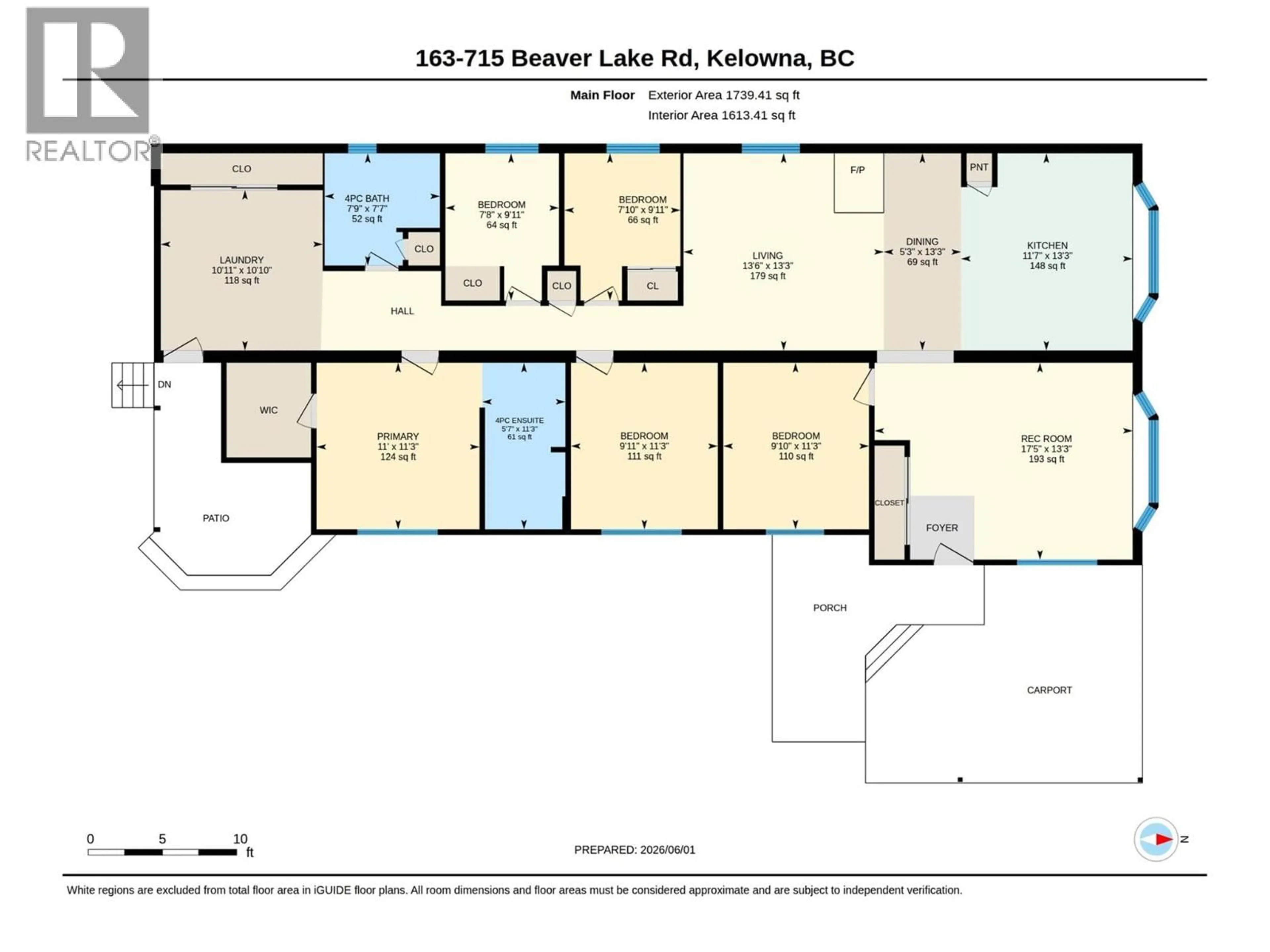 Floor plan for 163 - 715 BEAVER LAKE ROAD, Kelowna British Columbia V4V1E3