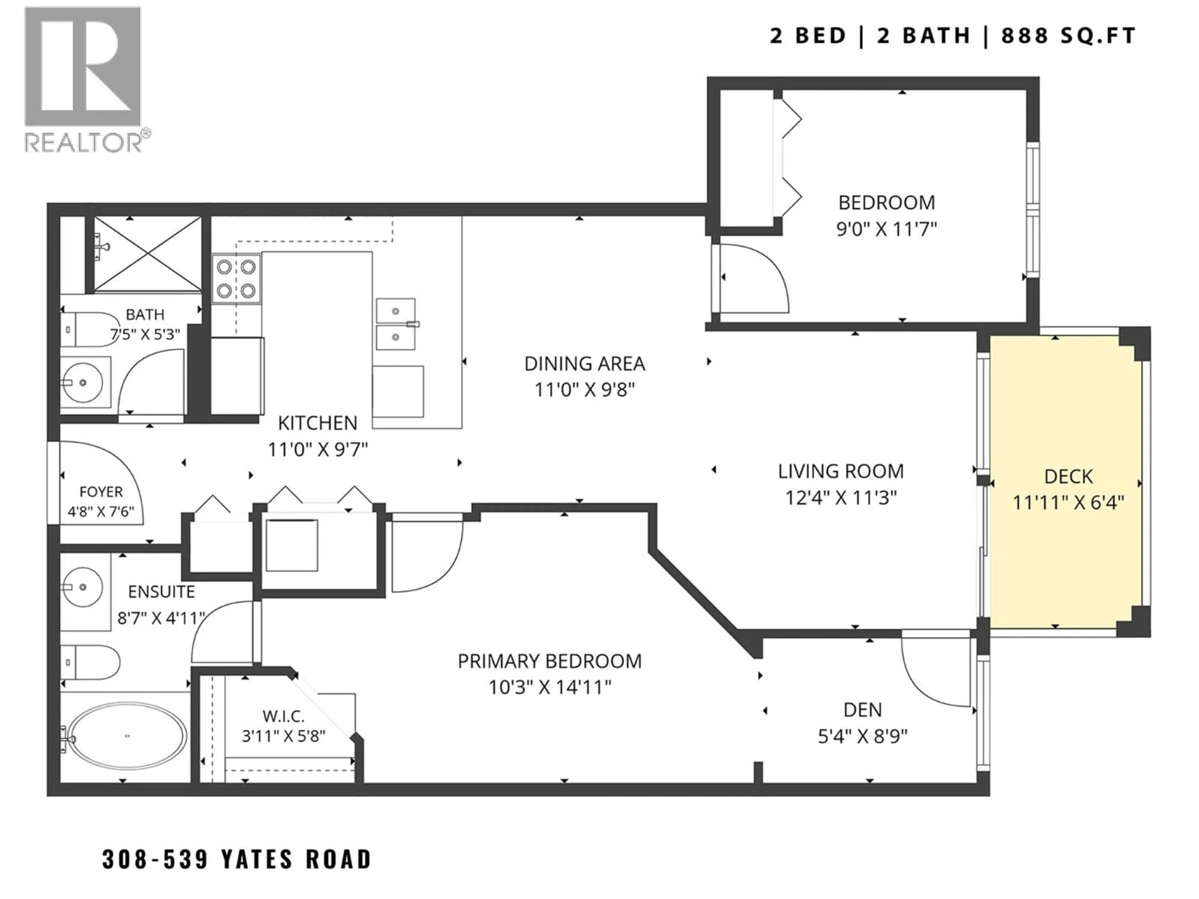 Floor plan for 308 - 539 YATES ROAD, Kelowna British Columbia V1V2T8