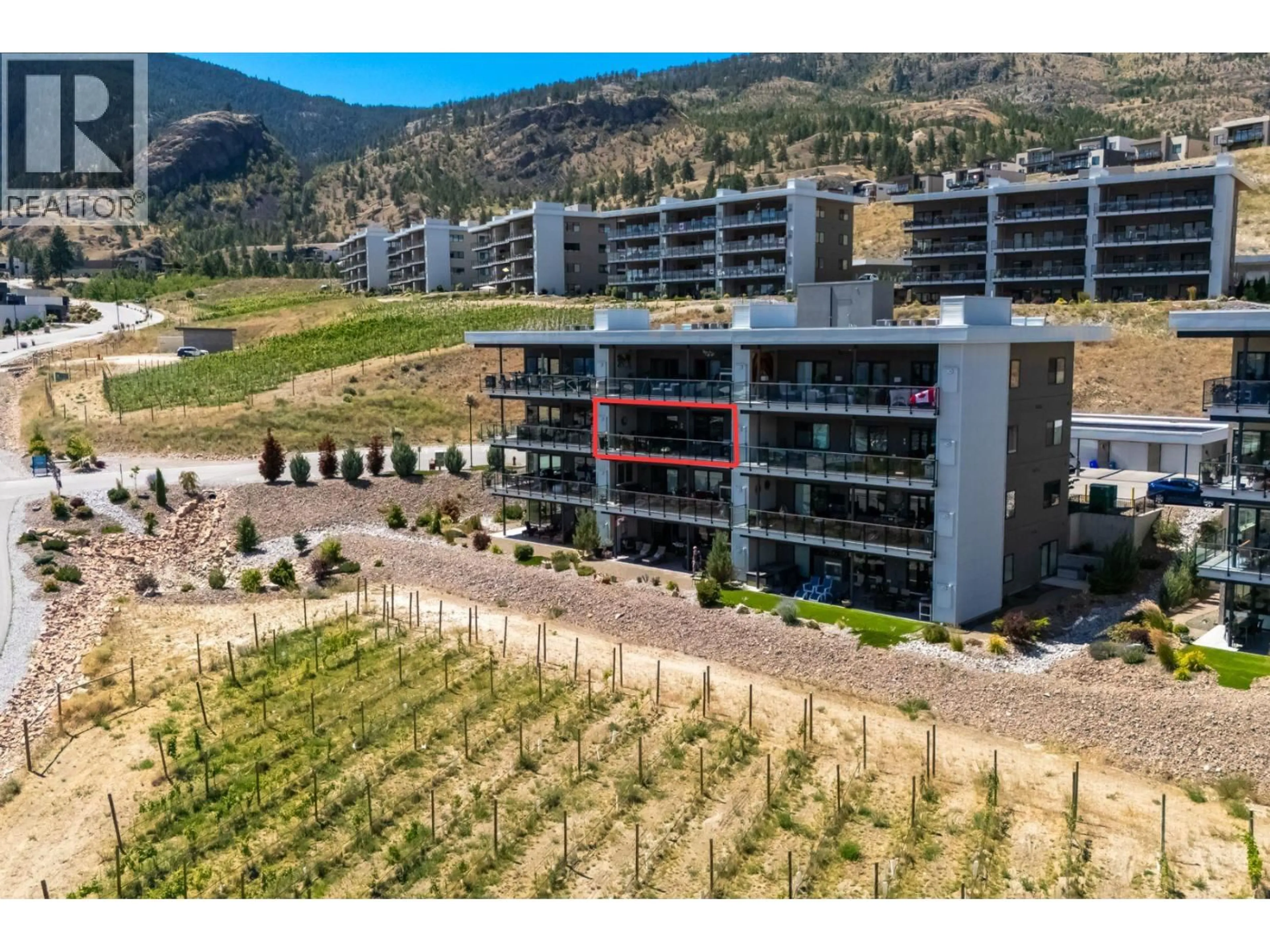 A pic from outside/outdoor area/front of a property/back of a property/a pic from drone, mountain view for 132 - 100 VISTA WAY, Penticton British Columbia V2A0B3