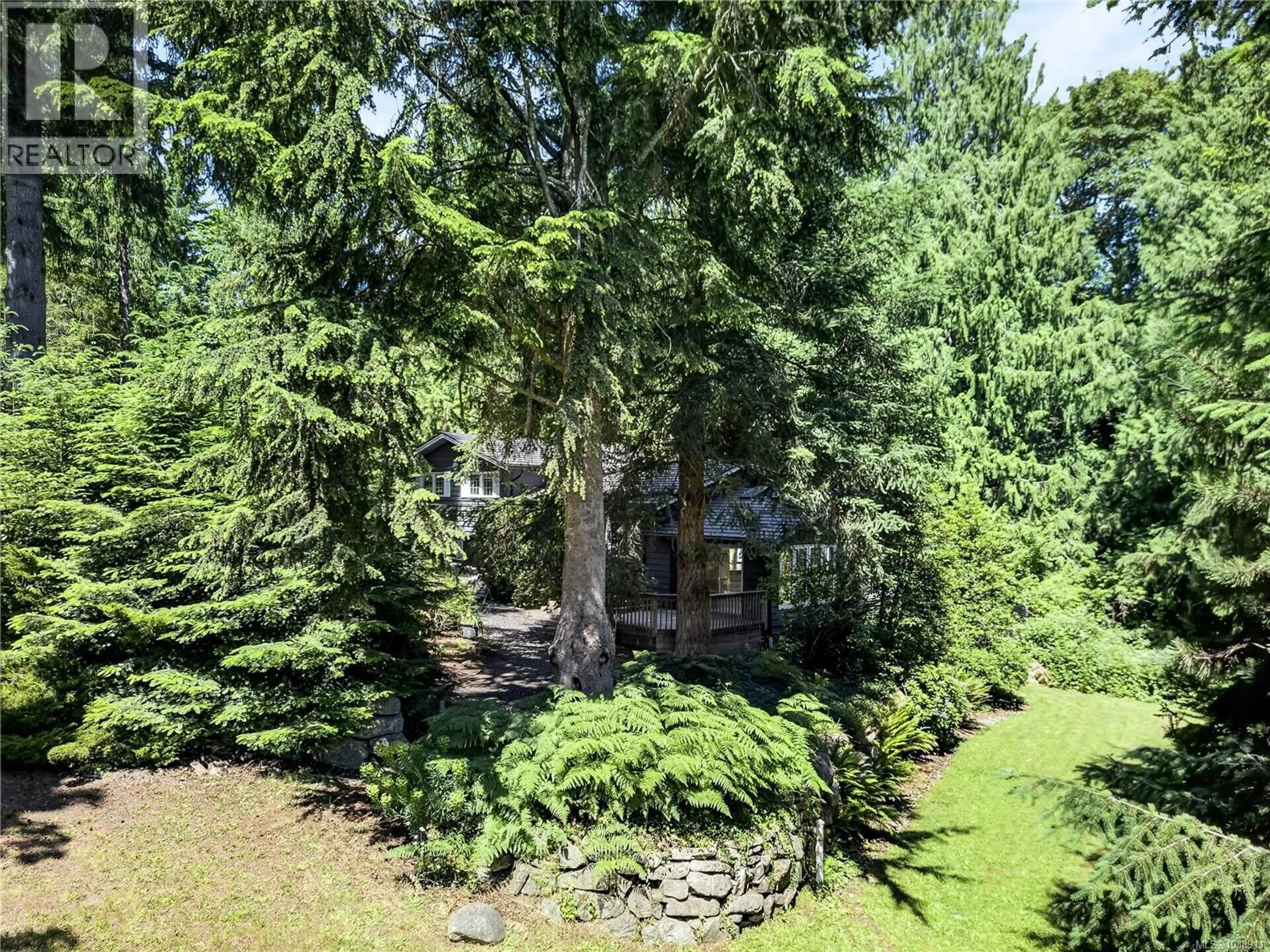 A pic from outside/outdoor area/front of a property/back of a property/a pic from drone, forest/trees view for 110 SCARFF LANE, Salt Spring British Columbia V8K2P5