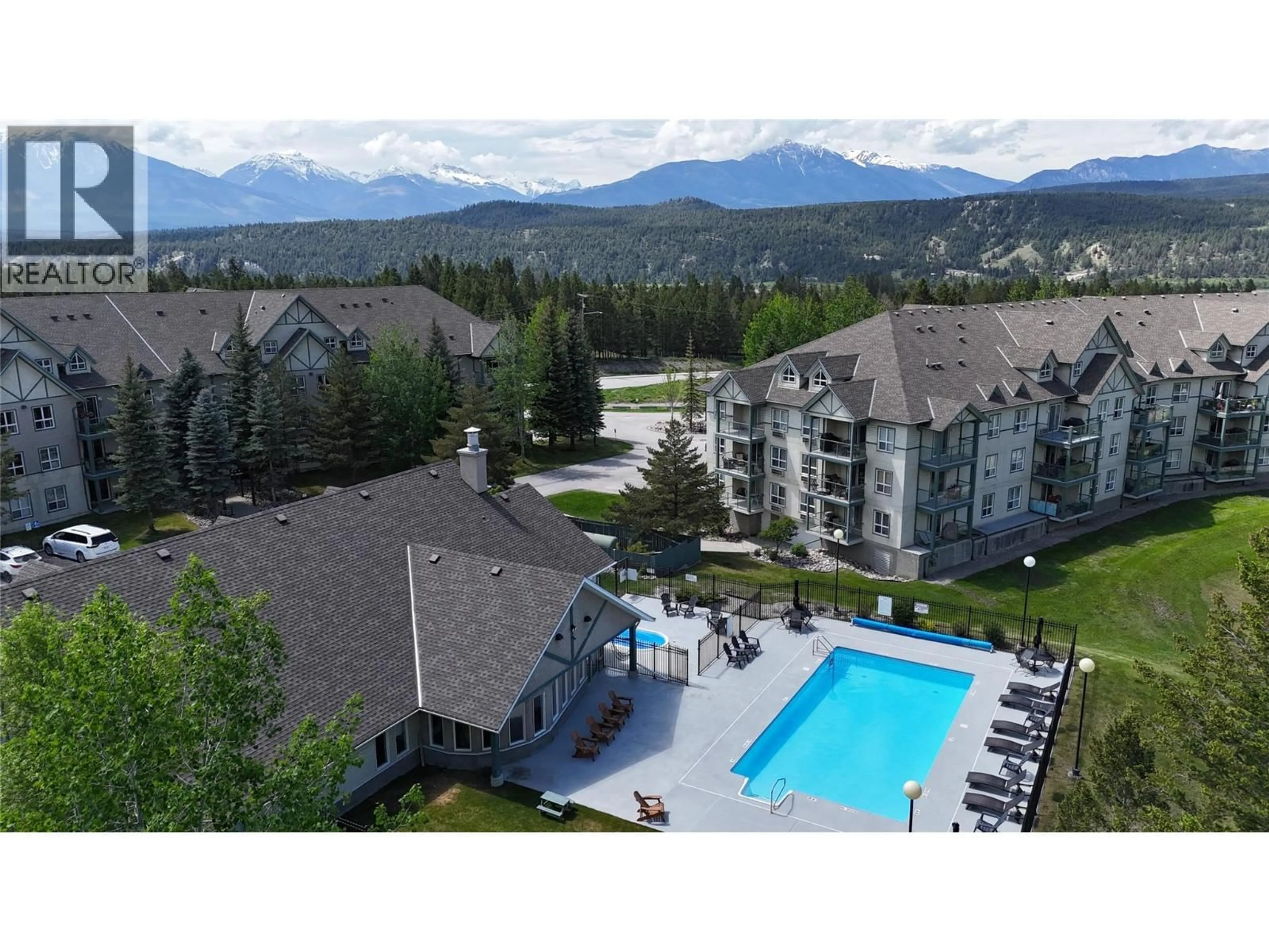 A pic from outside/outdoor area/front of a property/back of a property/a pic from drone, mountain view for 201 - 4765 FORSTERS LANDING ROAD, Radium Hot Springs British Columbia V0A1M0