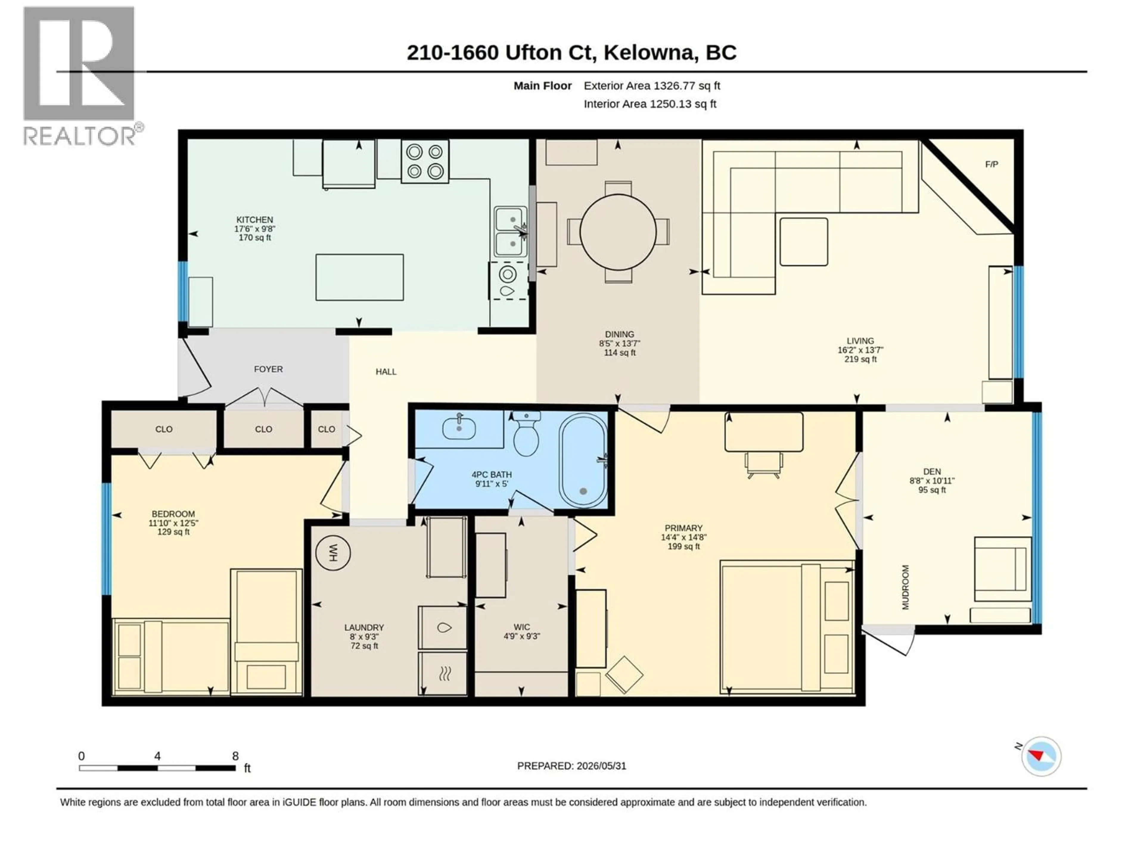 Floor plan for 210 - 1660 UFTON COURT, Kelowna British Columbia V1Y8G7