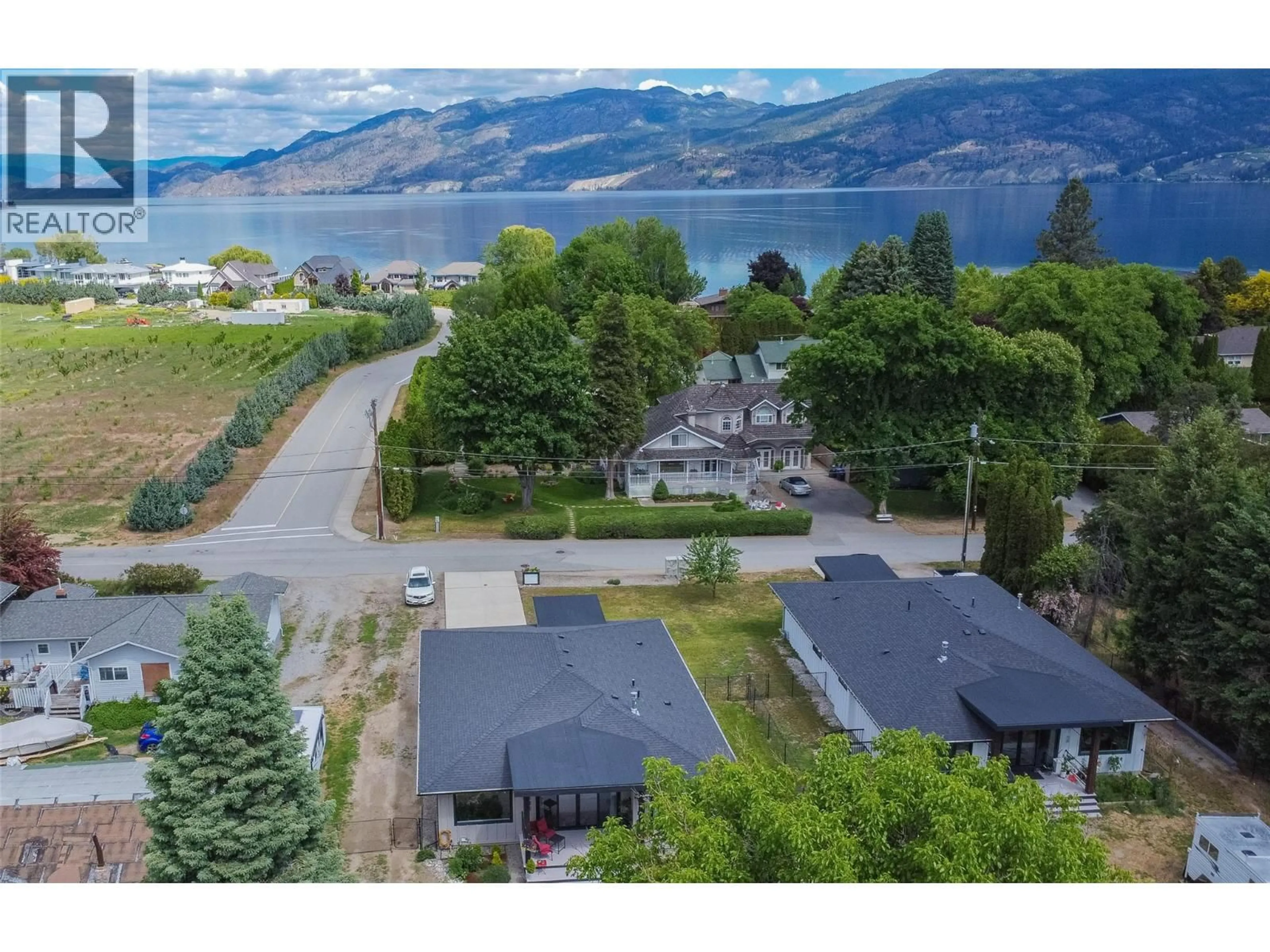 A pic from outside/outdoor area/front of a property/back of a property/a pic from drone, water/lake/river/ocean view for 2311 THORNBER STREET, Summerland British Columbia V0H1Z9