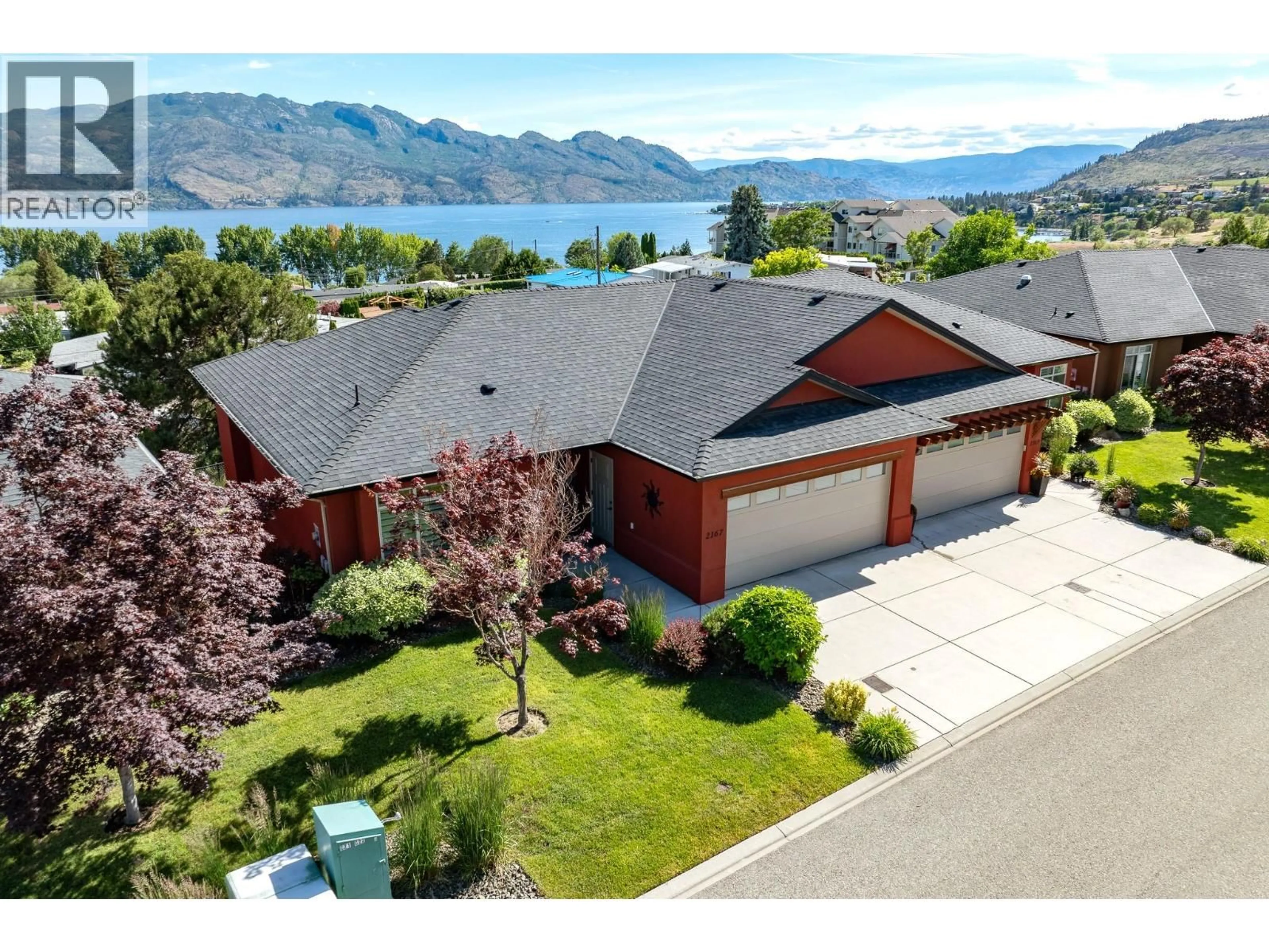 A pic from outside/outdoor area/front of a property/back of a property/a pic from drone, water/lake/river/ocean view for 2167 TALAVERA PLACE, Westbank British Columbia V4T3L4