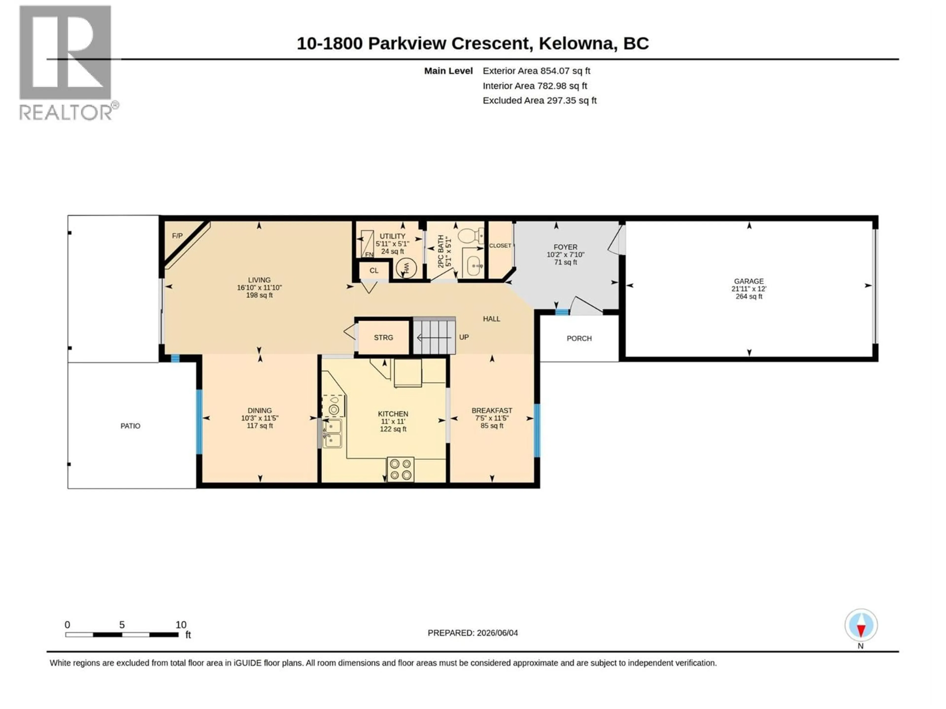 Floor plan for 10 - 1800 PARKVIEW CRESCENT, Kelowna British Columbia V1X7G6