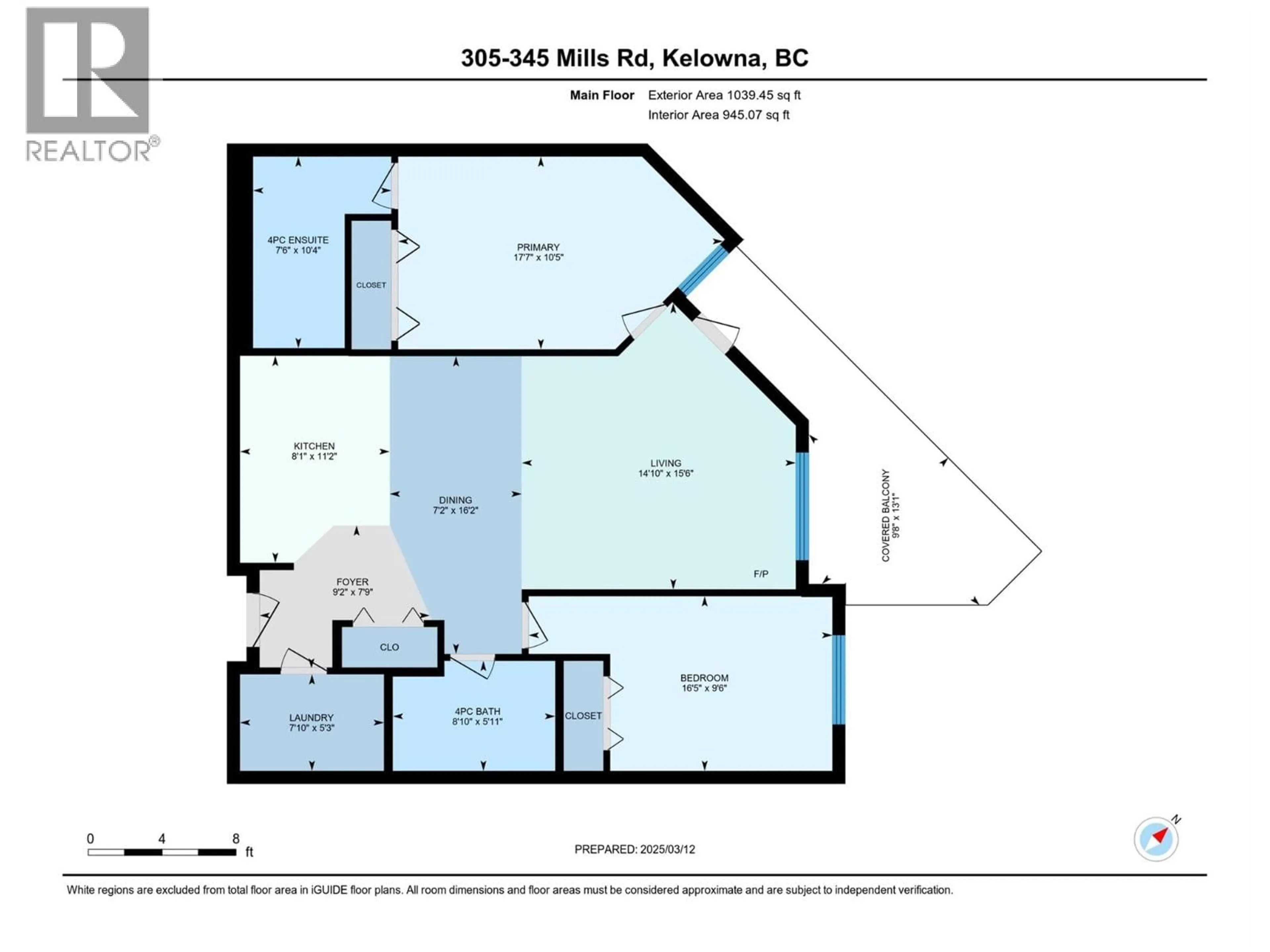Floor plan for 305 - 345 MILLS ROAD, Kelowna British Columbia V1X4G9