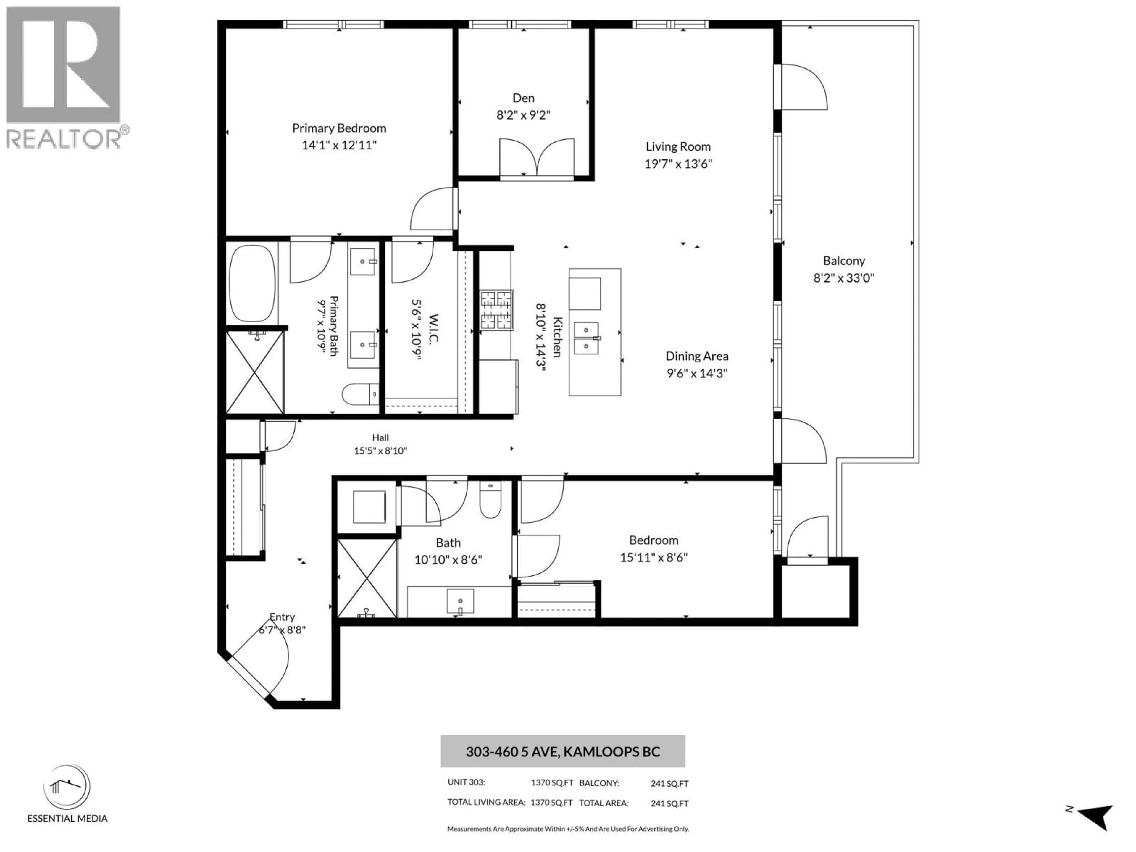 Floor plan for 303 - 460 5TH AVENUE, Kamloops British Columbia V2C5Y2