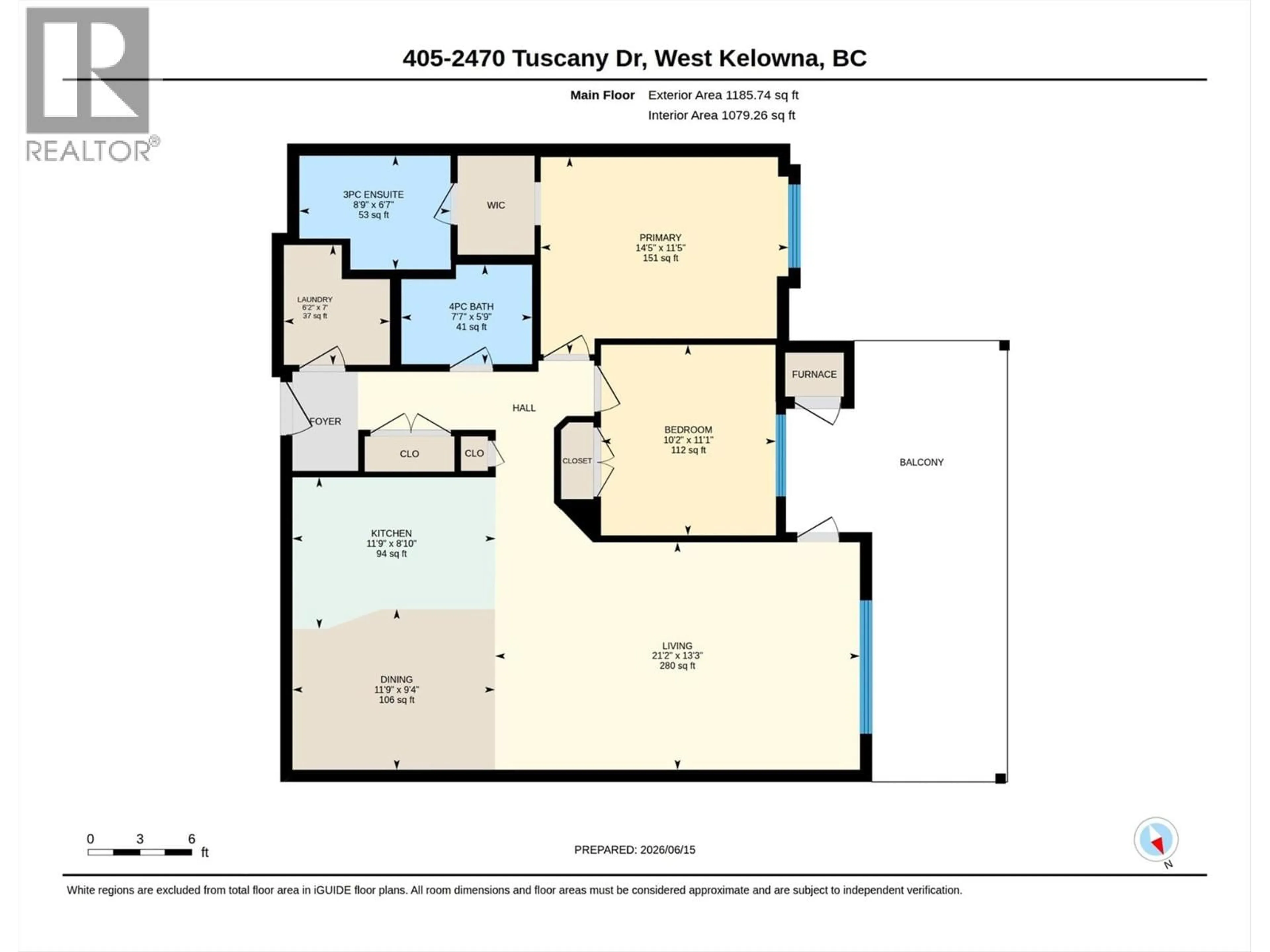 Floor plan for 405 - 2470 TUSCANY DRIVE, West Kelowna British Columbia V4T3G8