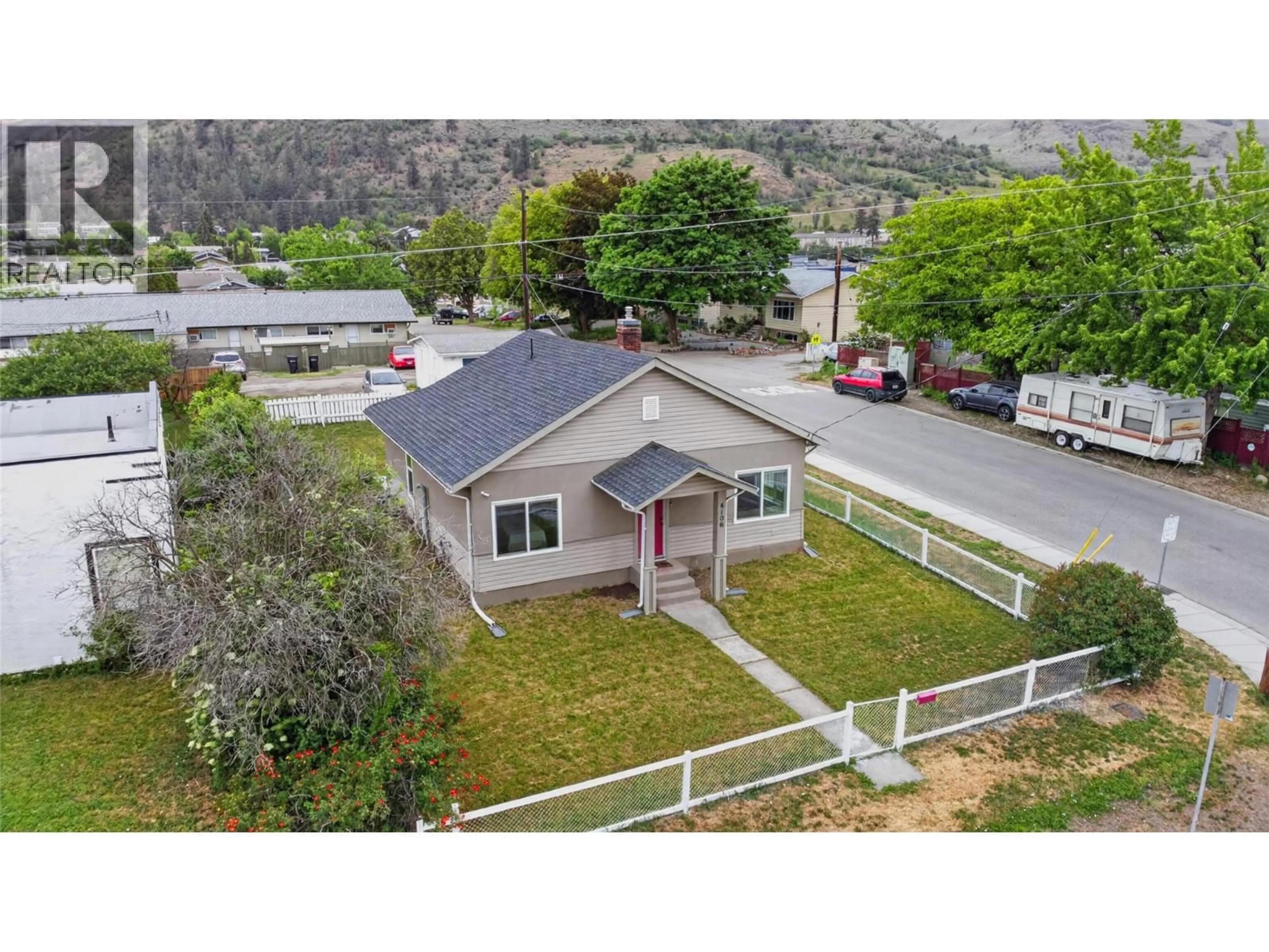 A pic from outside/outdoor area/front of a property/back of a property/a pic from drone, mountain view for 4106 34TH STREET, Vernon British Columbia V1T5Y2