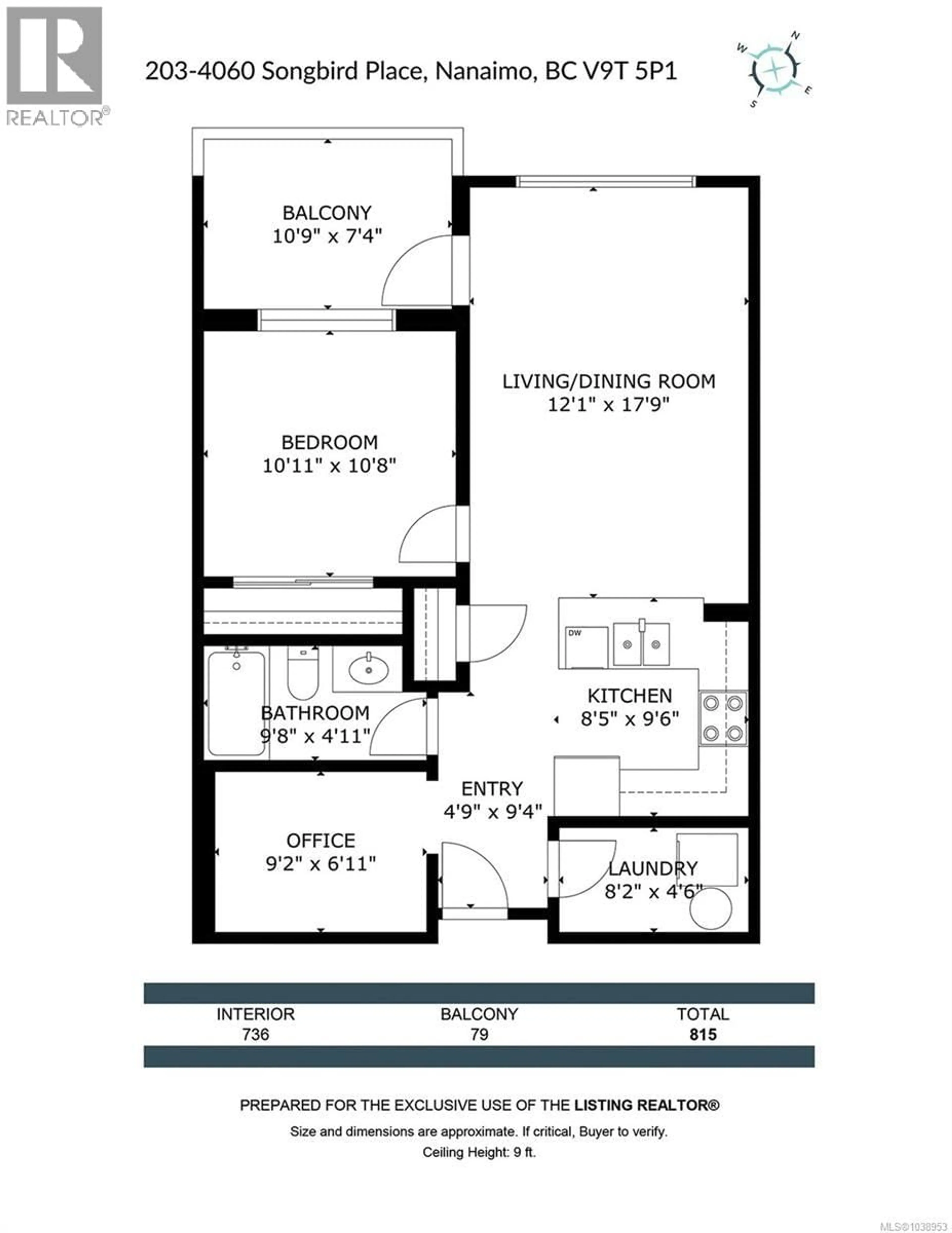 Floor plan for 203 - 4960 SONGBIRD PLACE, Nanaimo British Columbia V9T0H7