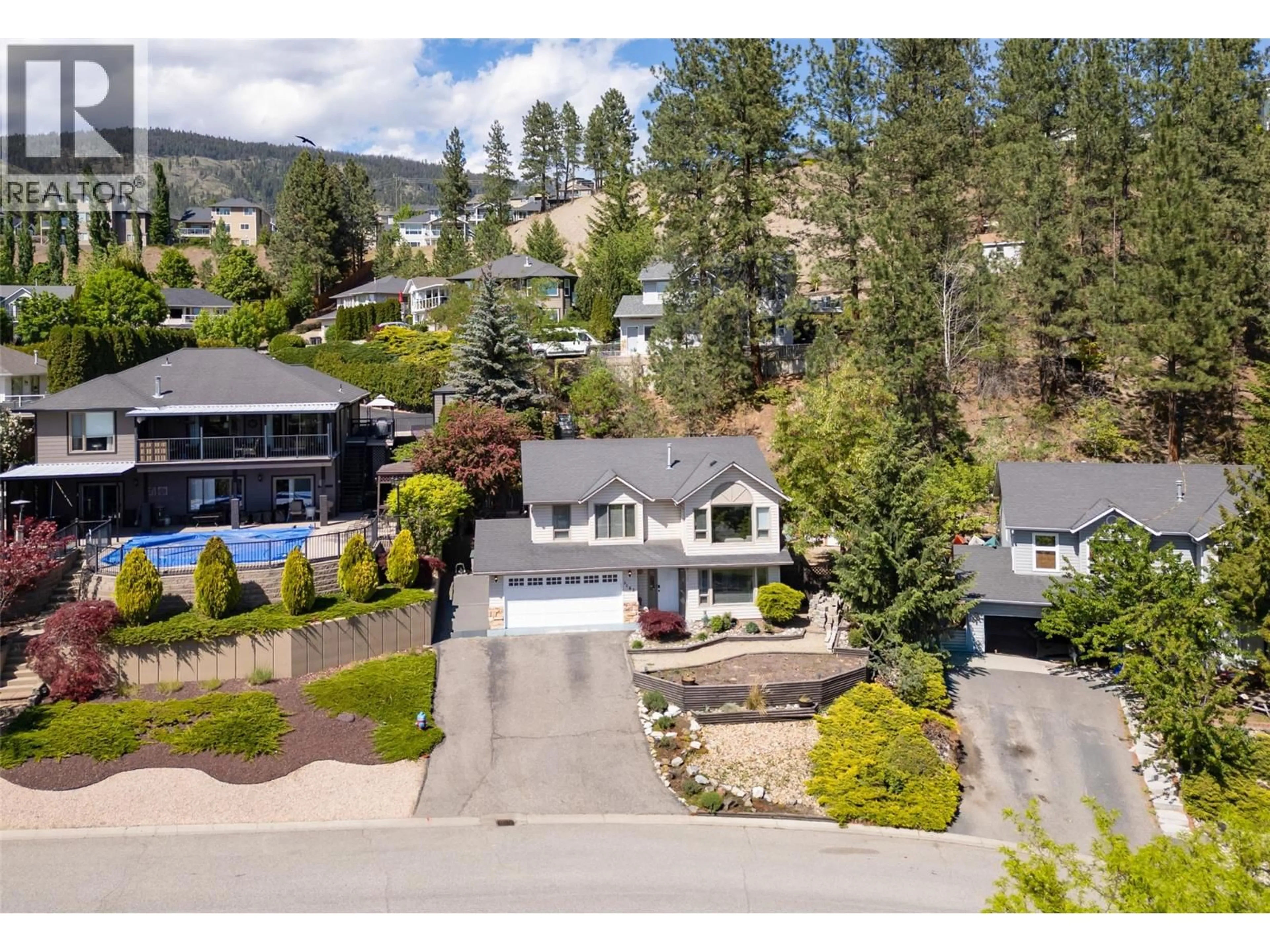 A pic from outside/outdoor area/front of a property/back of a property/a pic from drone, mountain view for 3183 BROADVIEW PLACE, West Kelowna British Columbia V4T1M9
