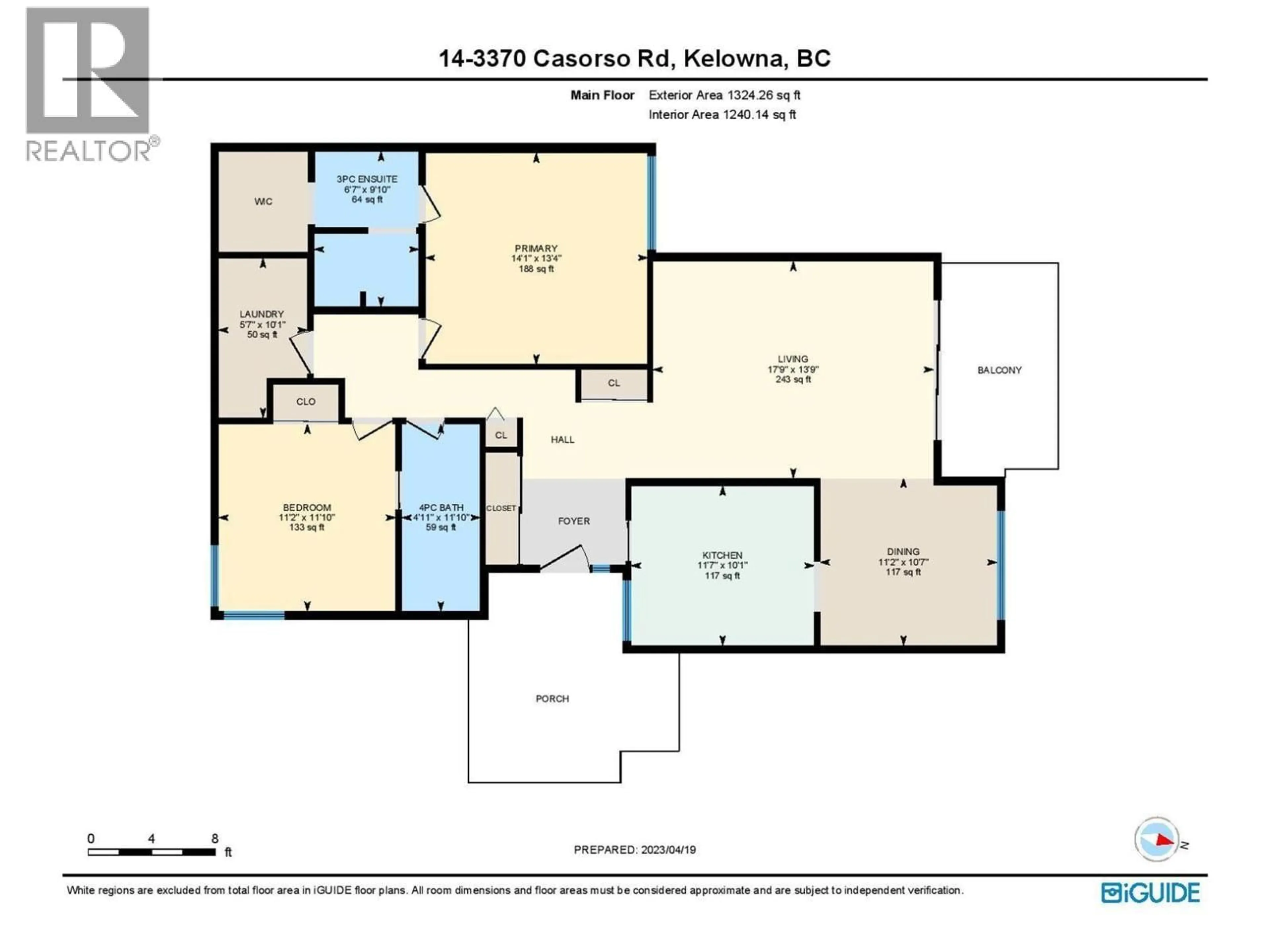 Floor plan for 14 - 3370 CASORSO ROAD, Kelowna British Columbia V1W3J2