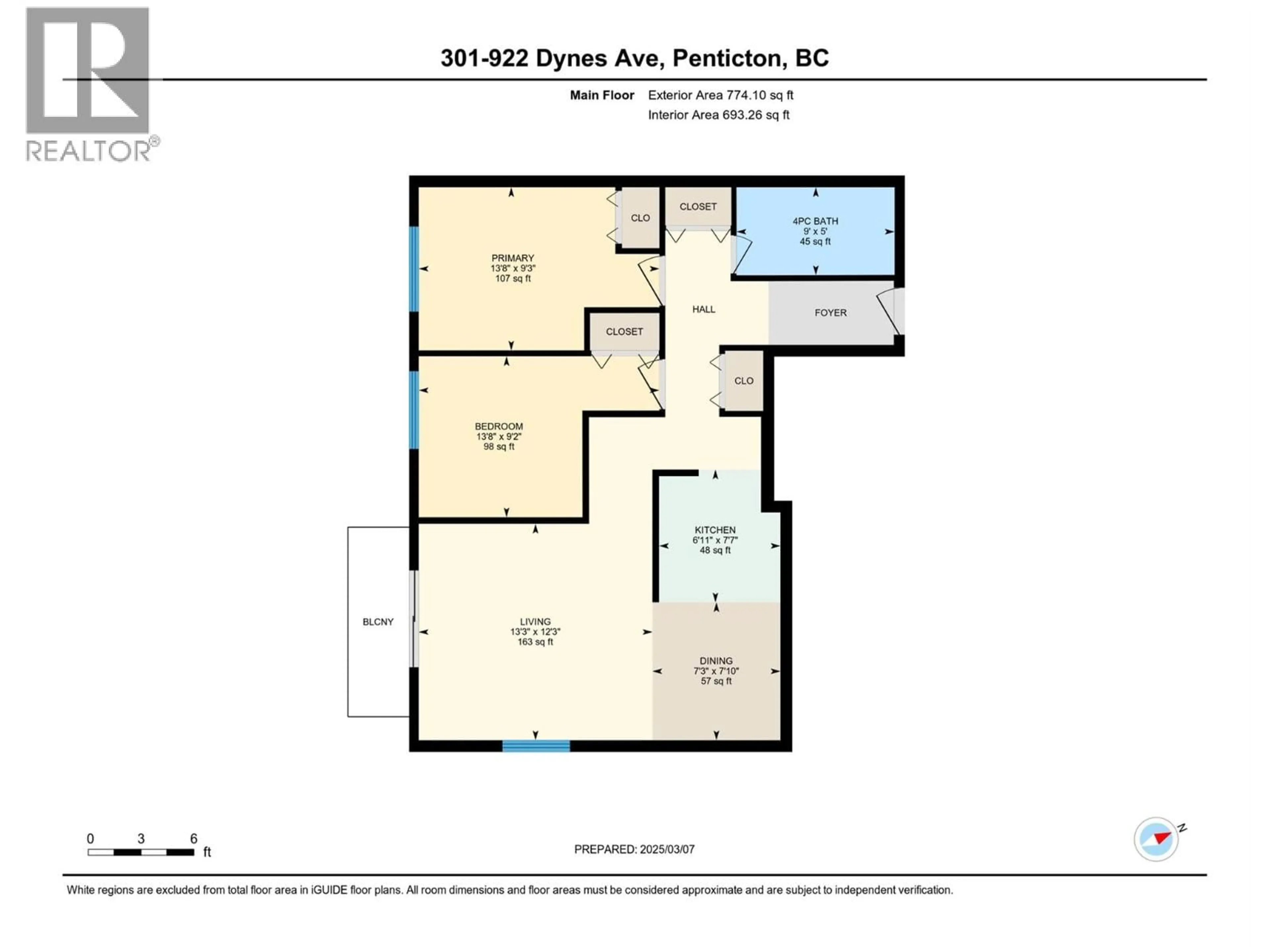 Floor plan for 301 - 922 DYNES AVENUE, Penticton British Columbia V2A7X7