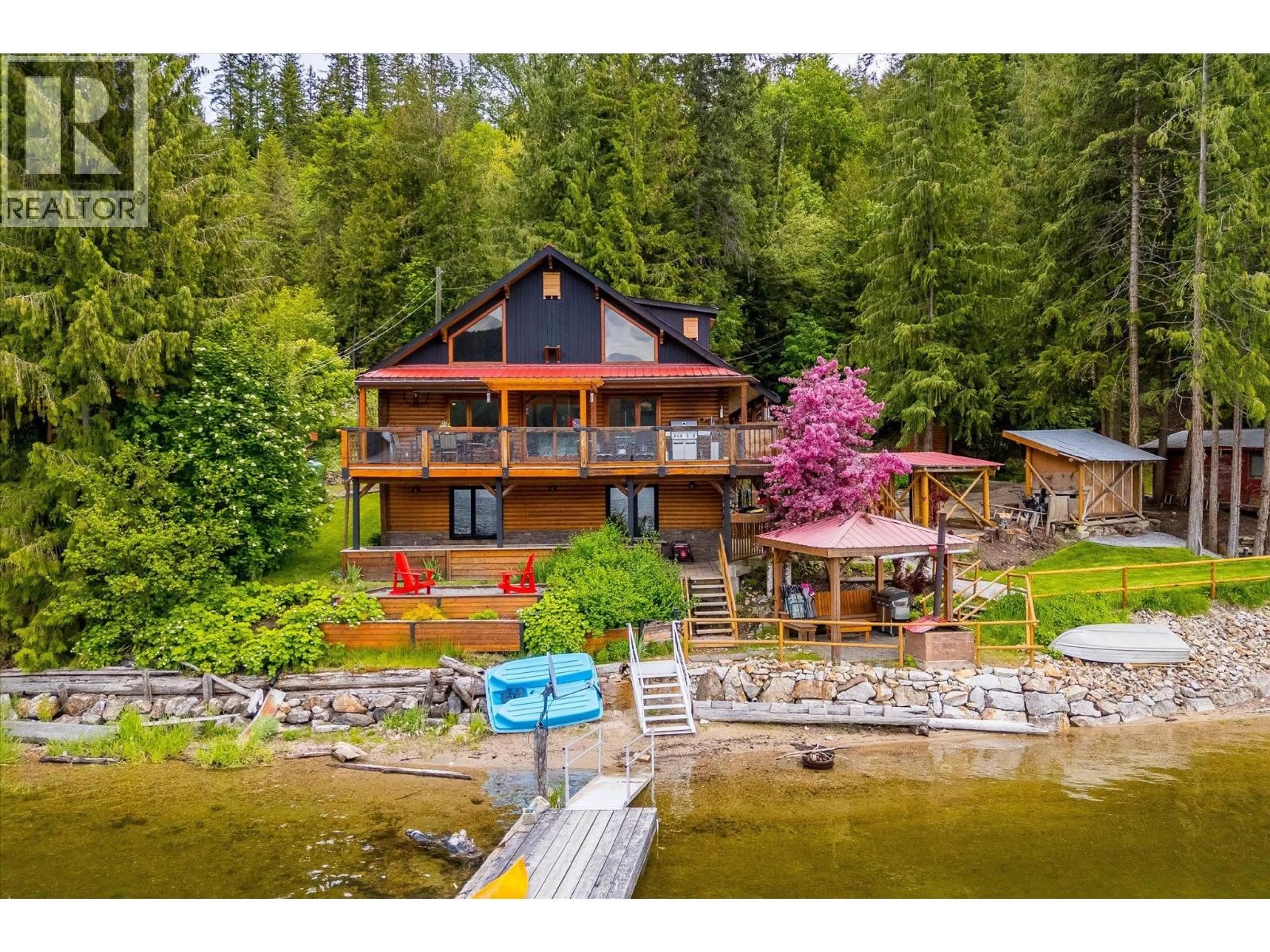 A pic from outside/outdoor area/front of a property/back of a property/a pic from drone, water/lake/river/ocean view for 3546 MABEL LAKE ROAD, Lumby British Columbia V0E2E6