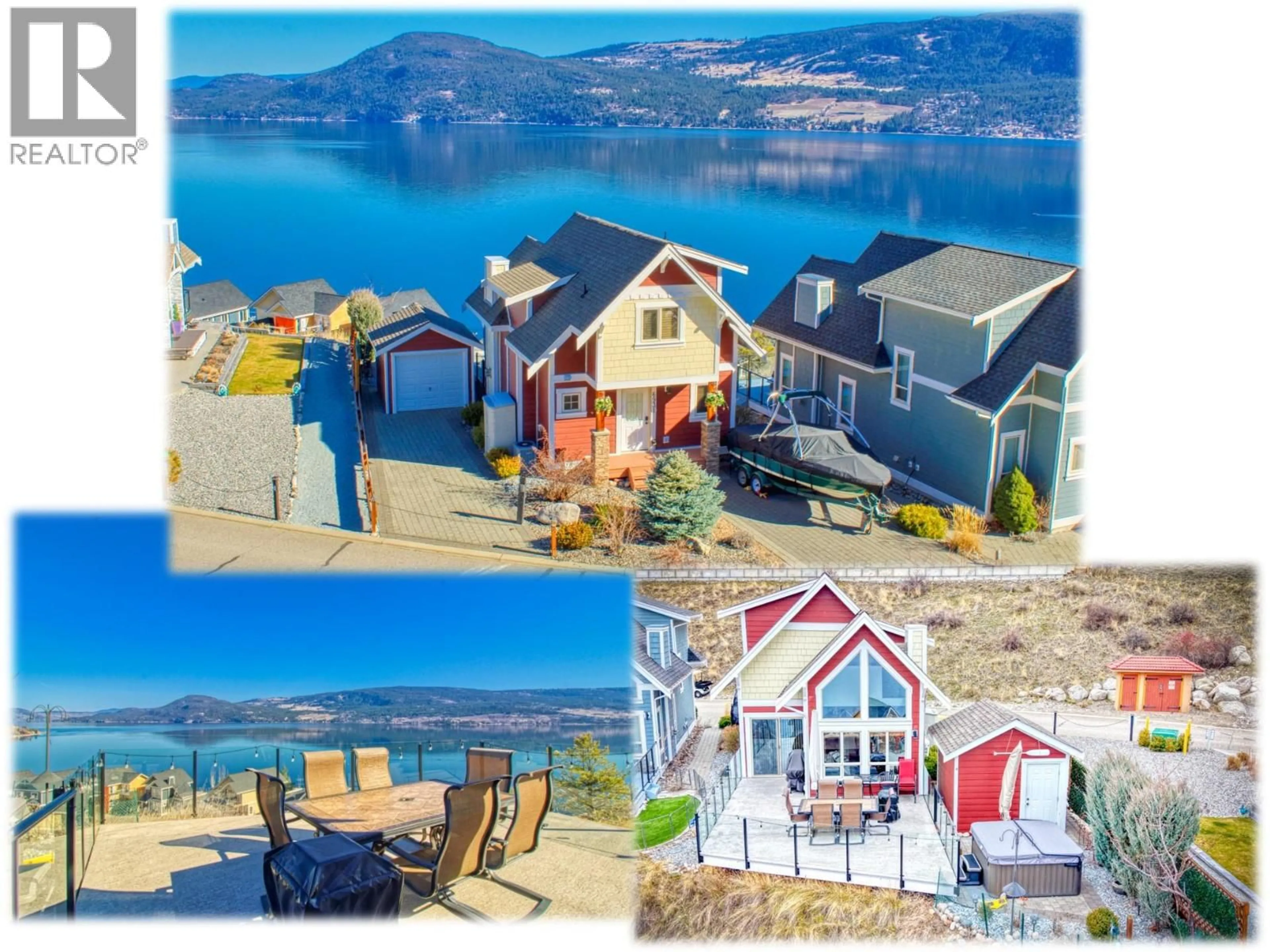 A pic from outside/outdoor area/front of a property/back of a property/a pic from drone, water/lake/river/ocean view for 62 - 6931 BARCELONA DRIVE, Kelowna British Columbia V1Z3R8