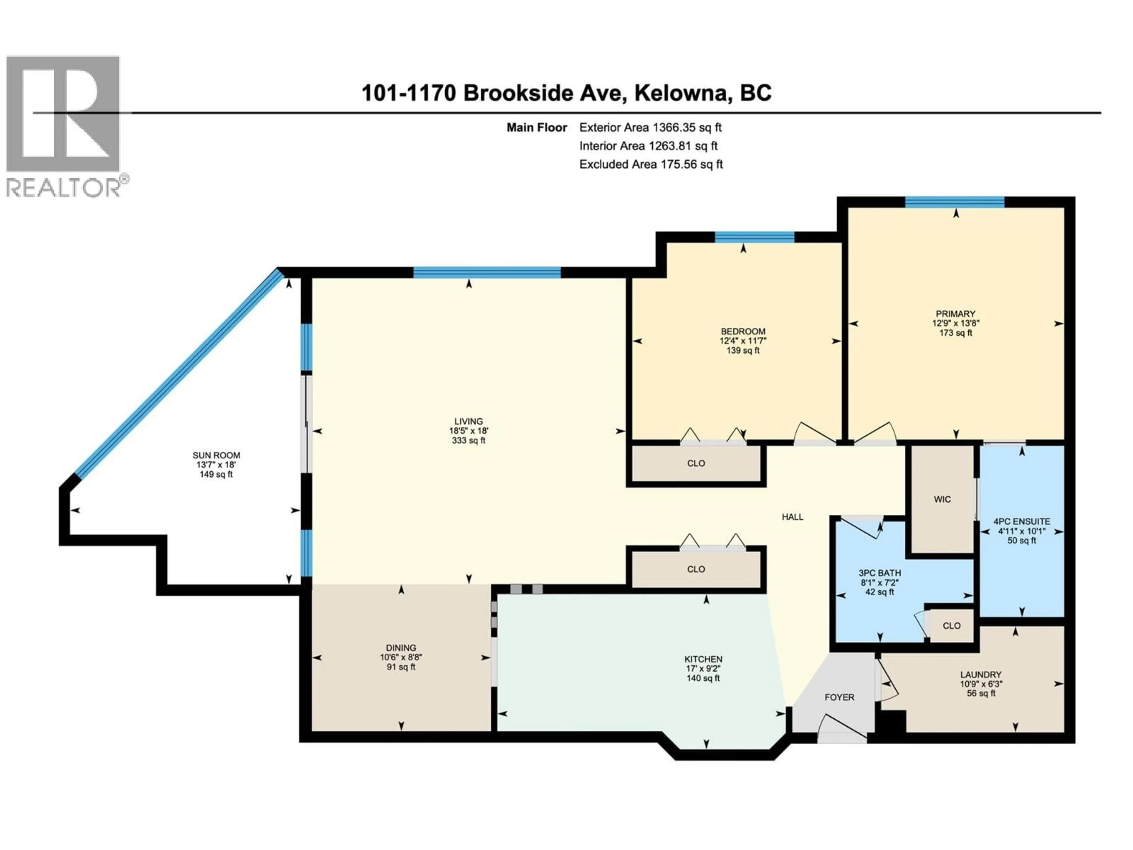 Floor plan for 101 - 1170 BROOKSIDE AVENUE, Kelowna British Columbia V1Y5T4