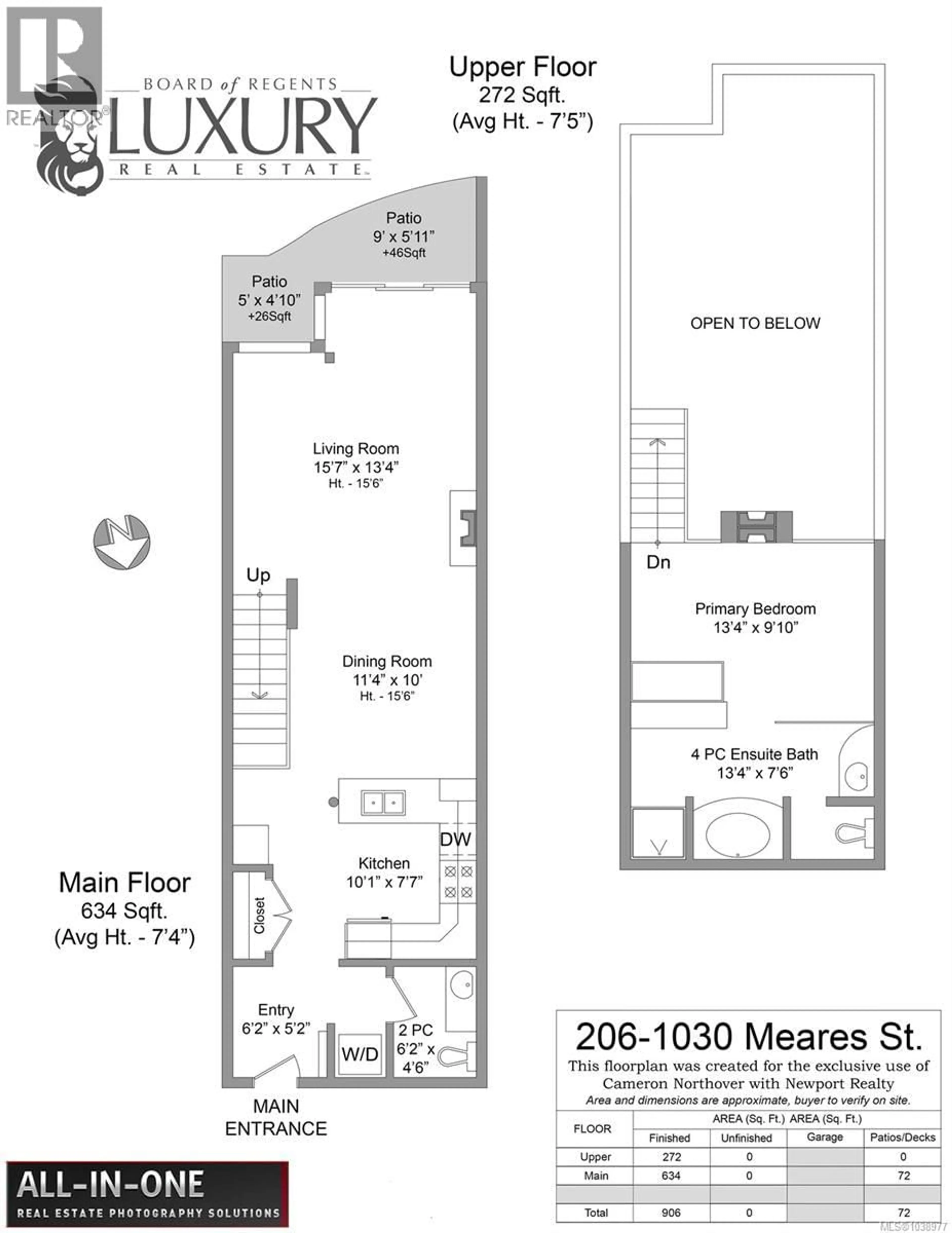 Floor plan for 206 - 1030 MEARES STREET, Victoria British Columbia V8V5A5