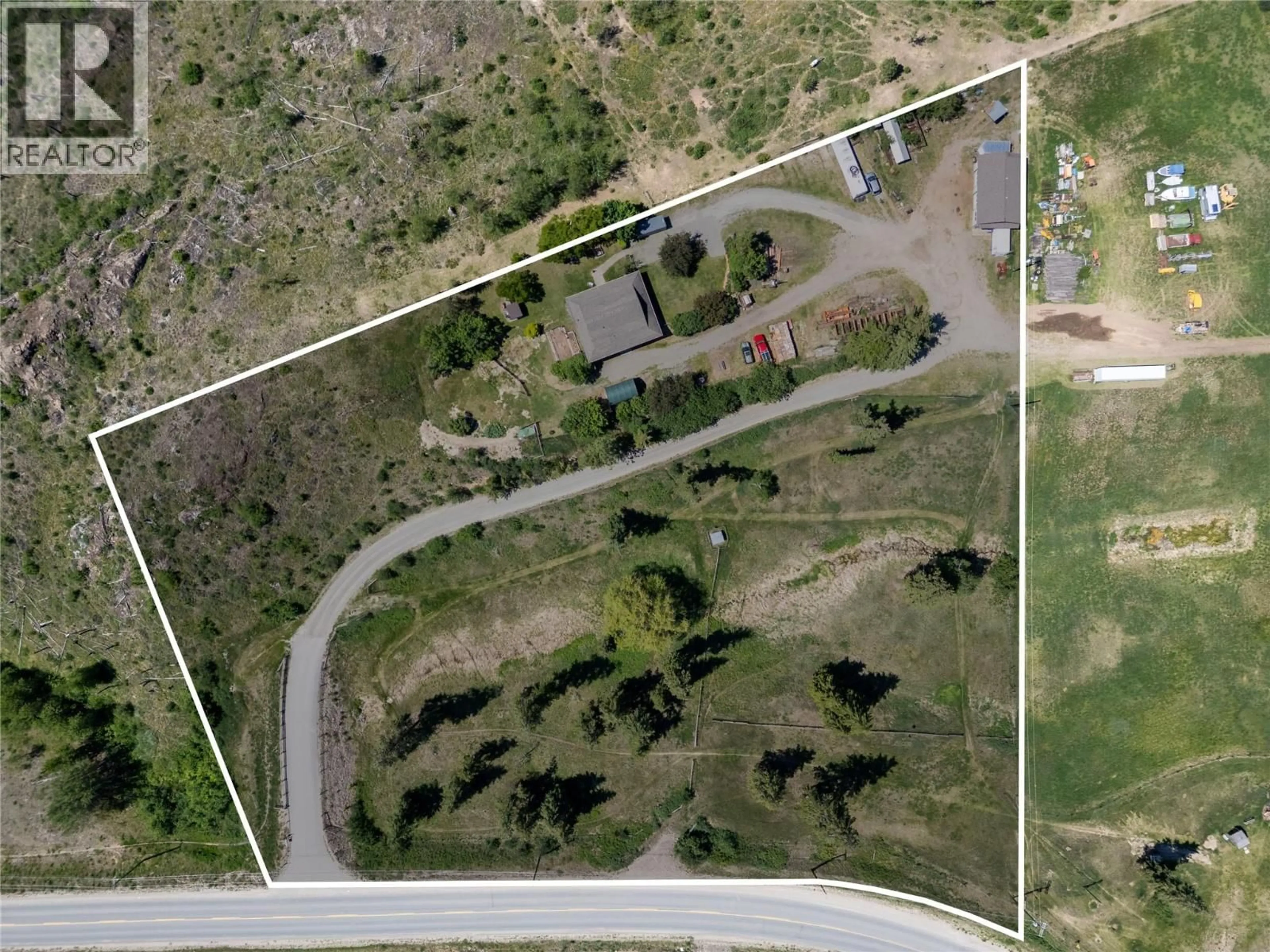 A pic from outside/outdoor area/front of a property/back of a property/a pic from drone, street for 4066 AGATE BAY ROAD, Barriere British Columbia V0E2E0